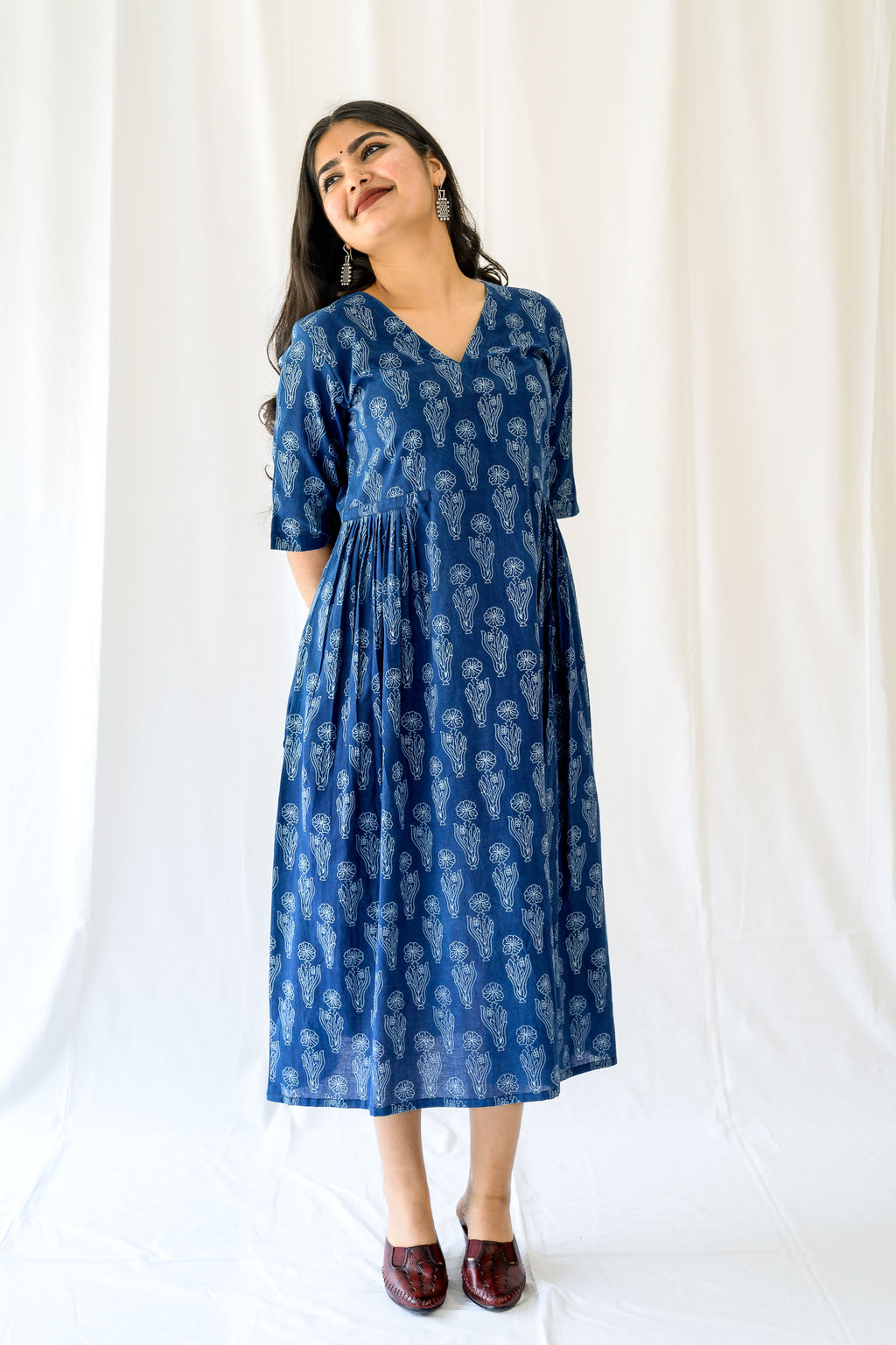 Iniya Indigo Dabu Cotton Dress