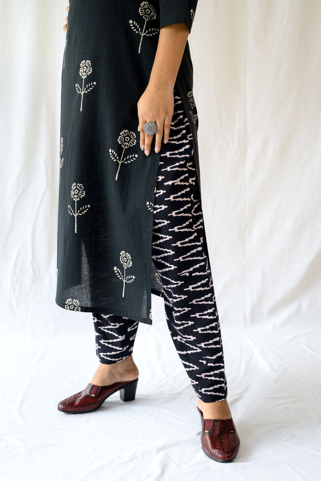 Set of 2-Mahelia Dabu Cotton Kurta & Pants Set