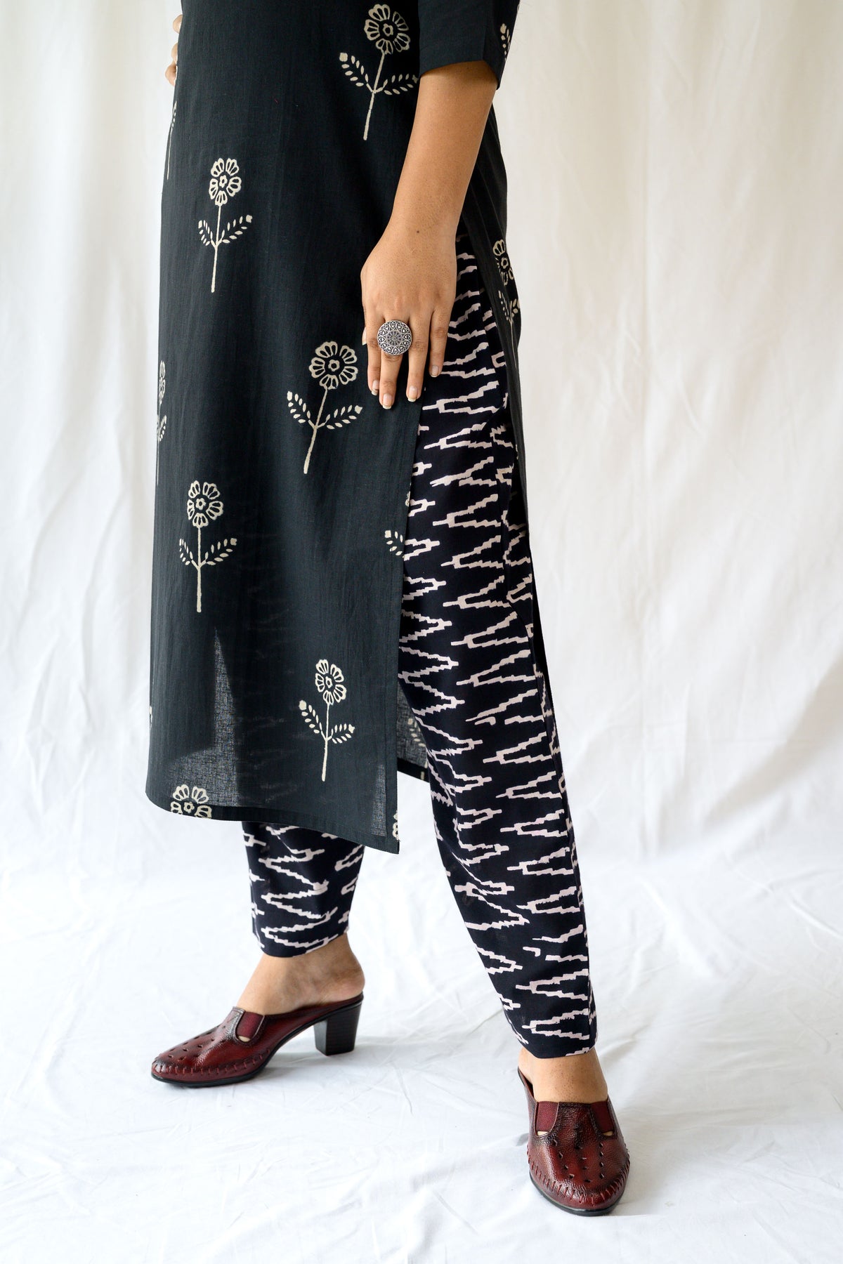 Set of 2-Mahelia Dabu Cotton Kurta & Pants Set