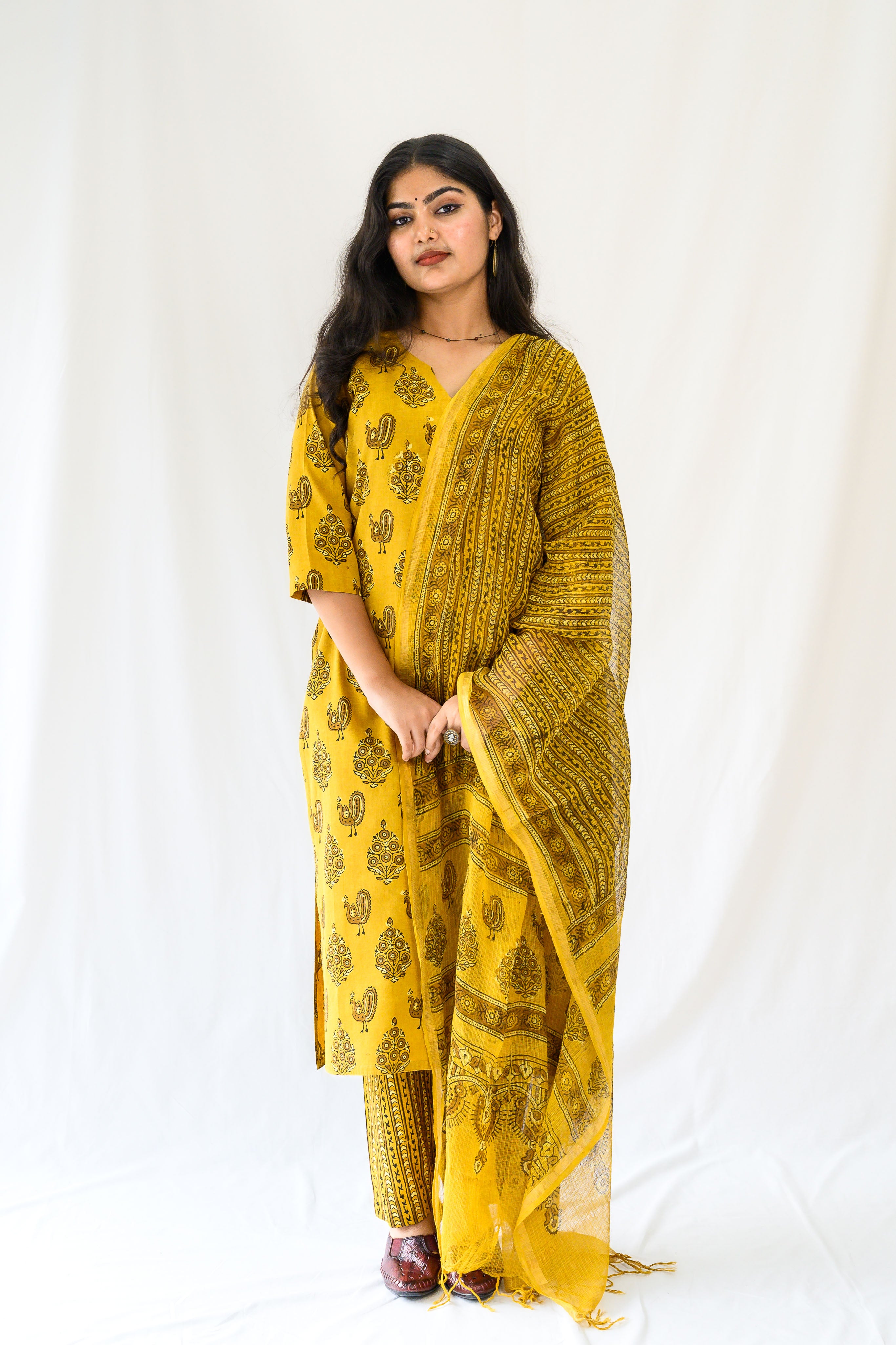 Set of 2- Hemali Ajrakh Cotton Kurta & Pants Set