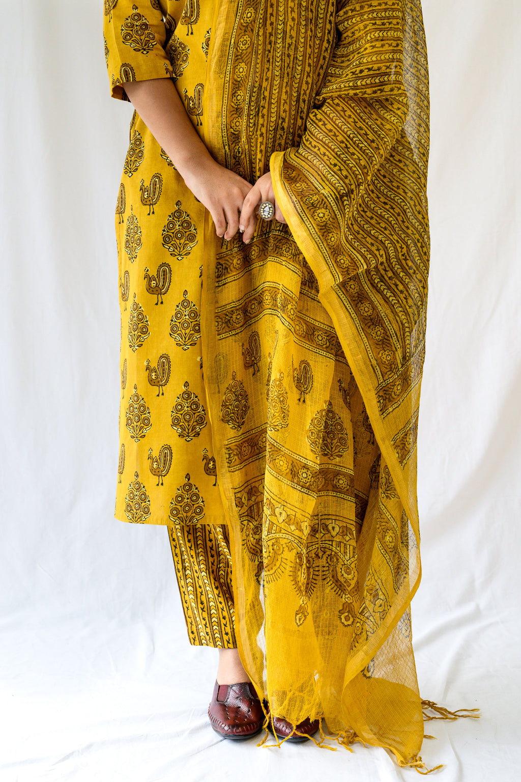 Set of 2- Hemali Ajrakh Cotton Kurta & Pants Set