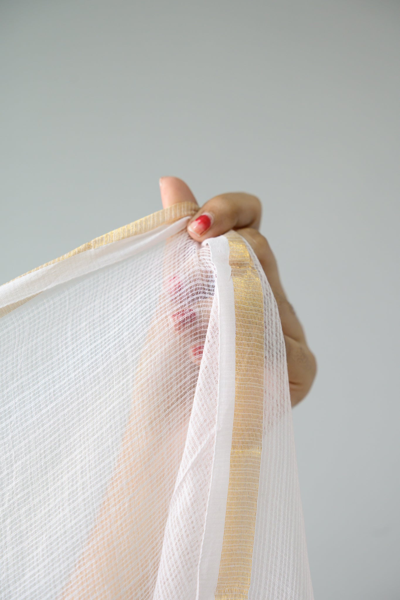 Light Pink Plain Kota Doria Dupatta