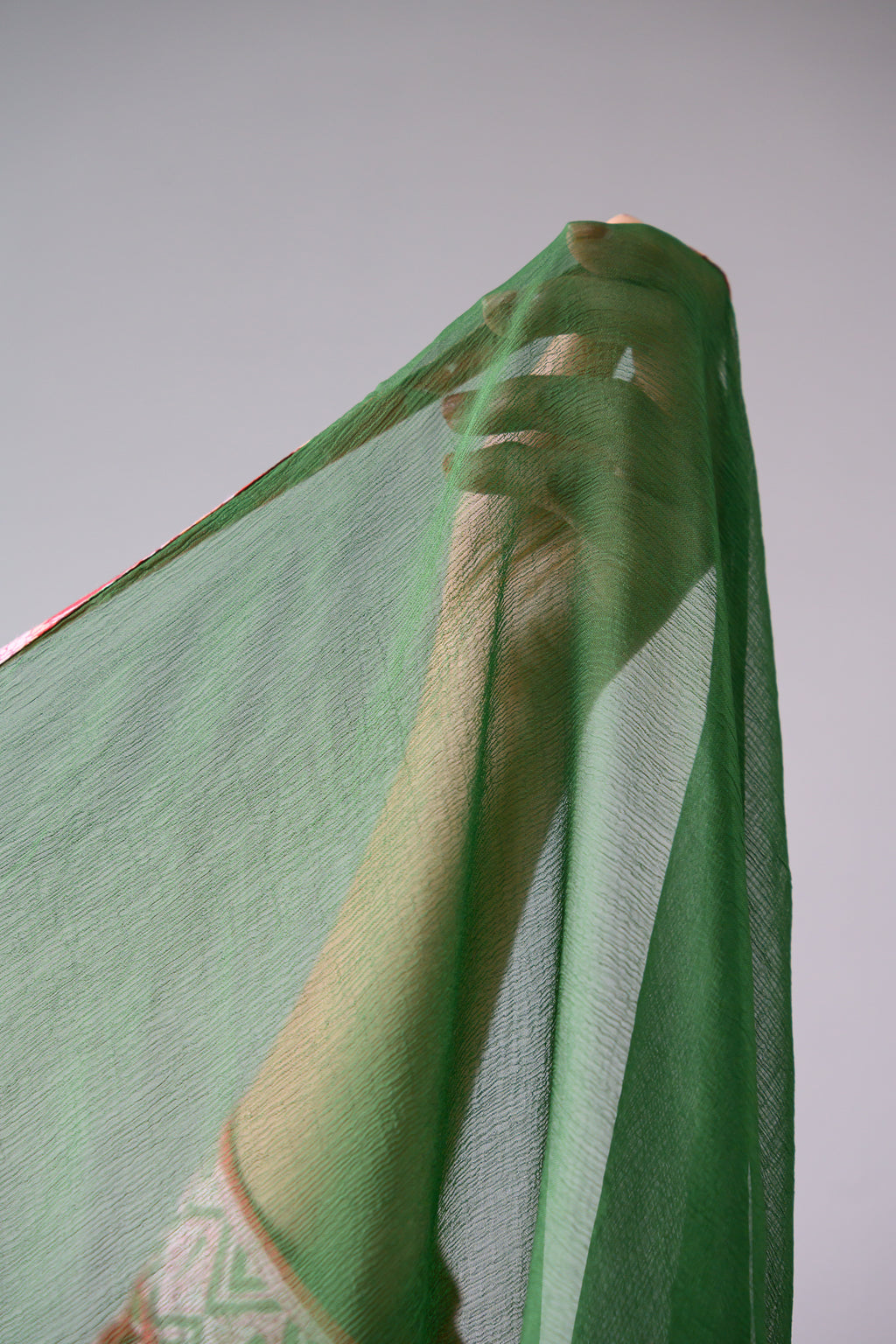 Parrot Green Chiffon Plain Dupatta with Border