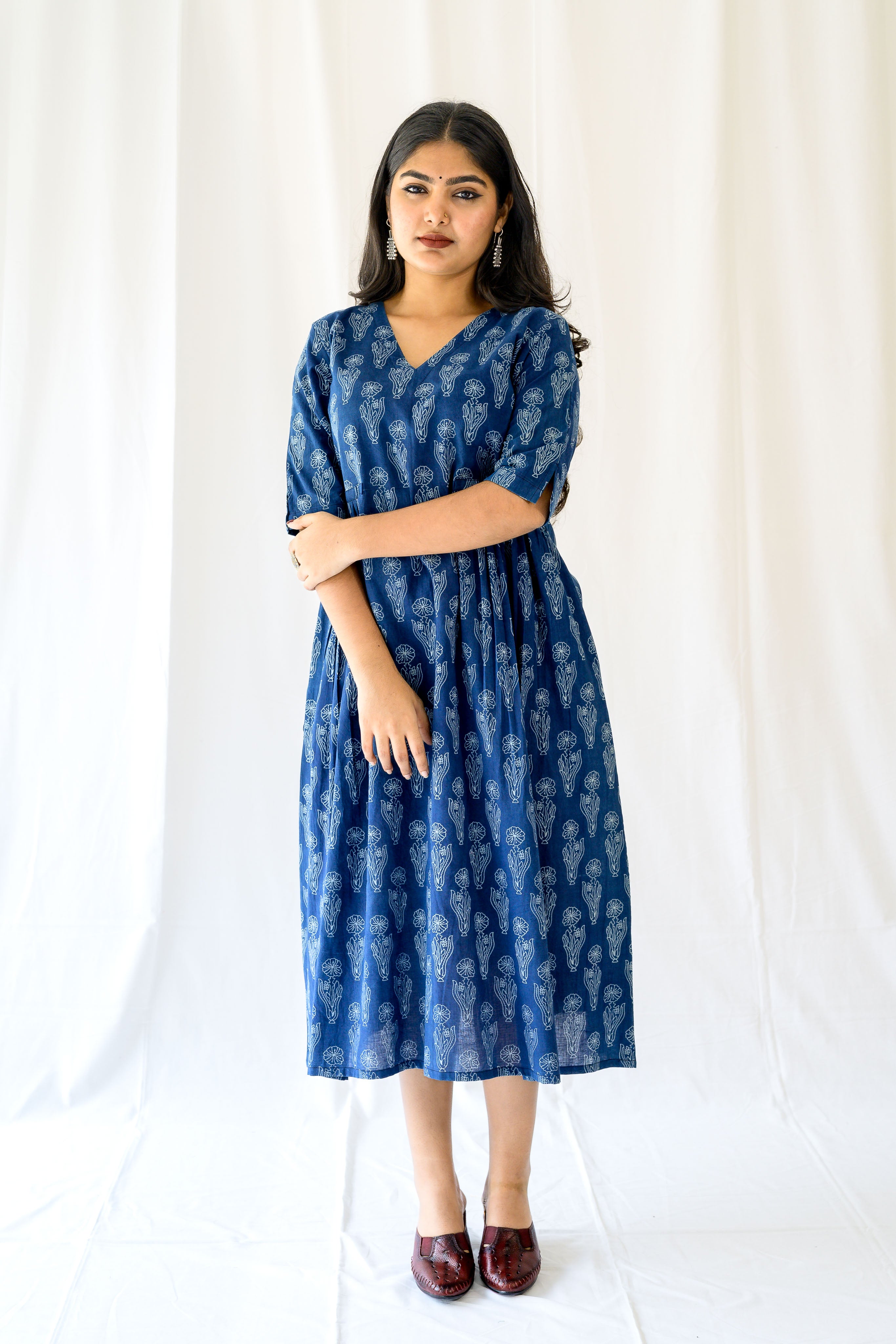 Iniya Indigo Dabu Cotton Dress