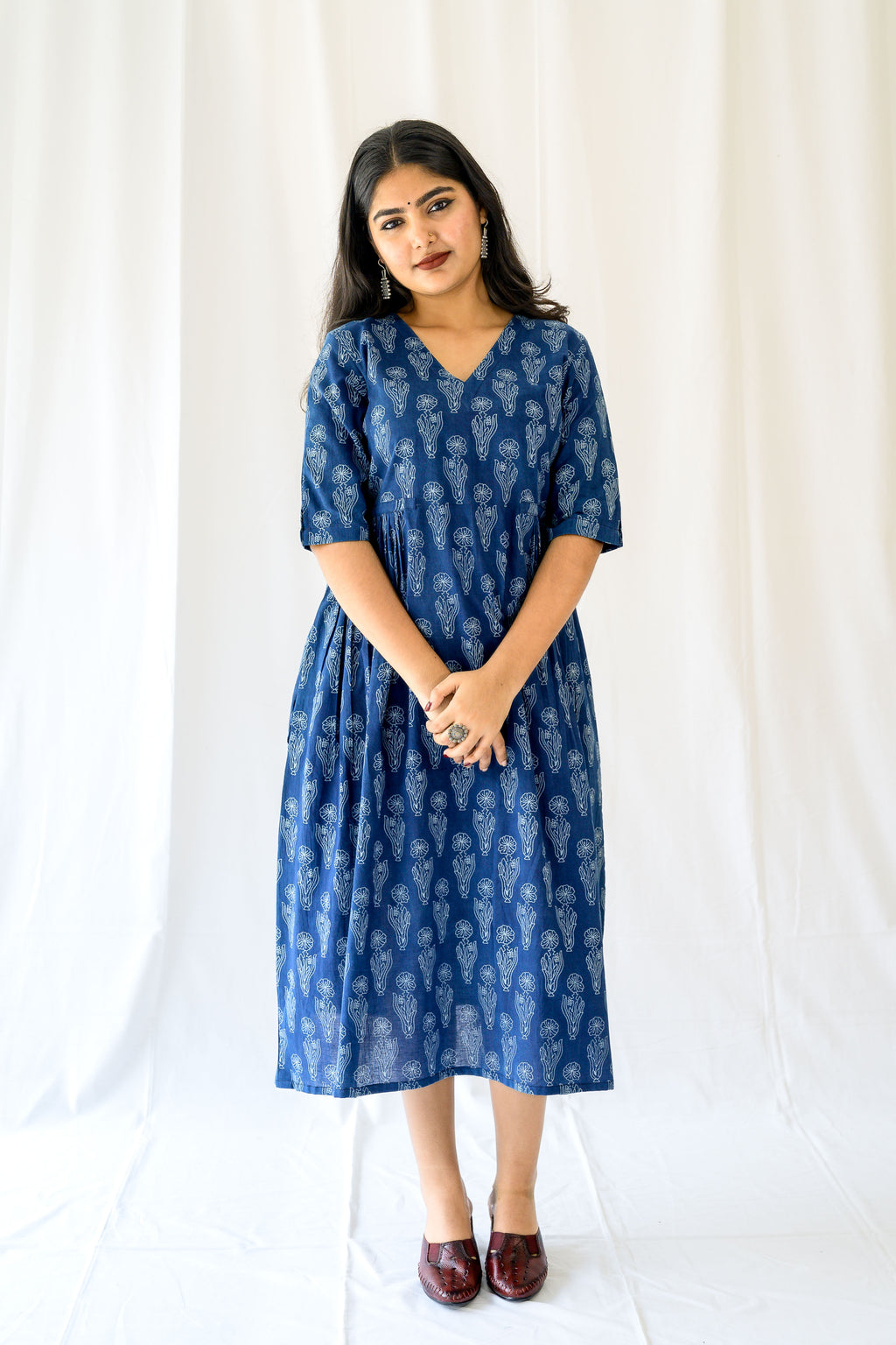 Iniya Indigo Dabu Cotton Dress