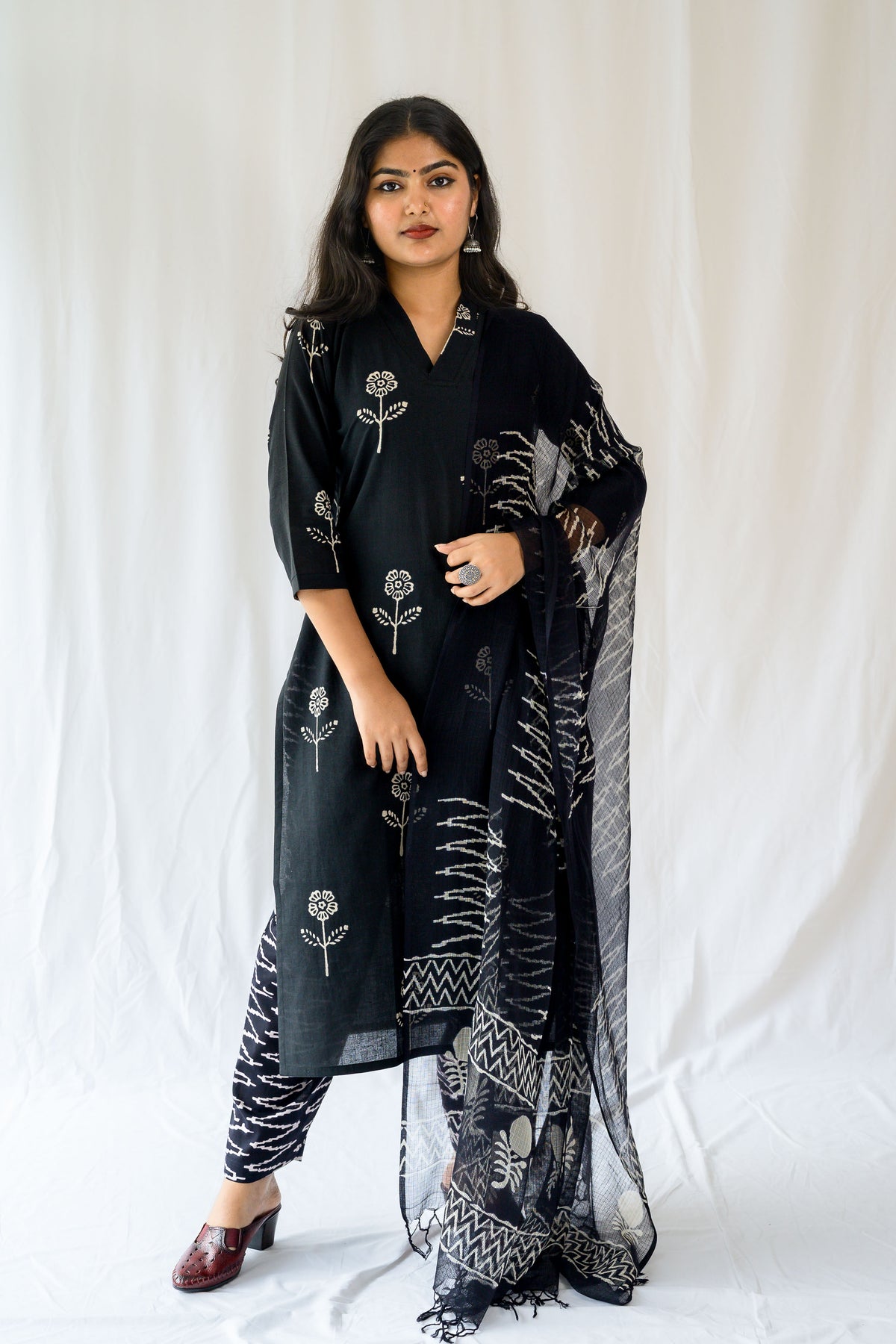 Set of 2-Mahelia Dabu Cotton Kurta & Pants Set