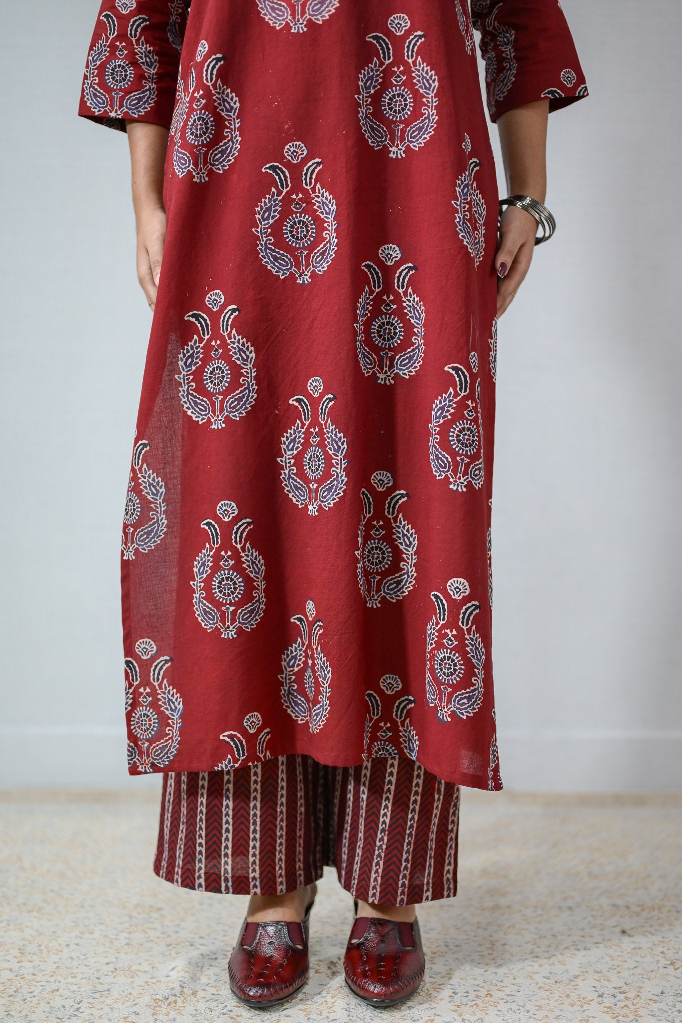 Pankhuri Madder Red Ajrakh Kurta