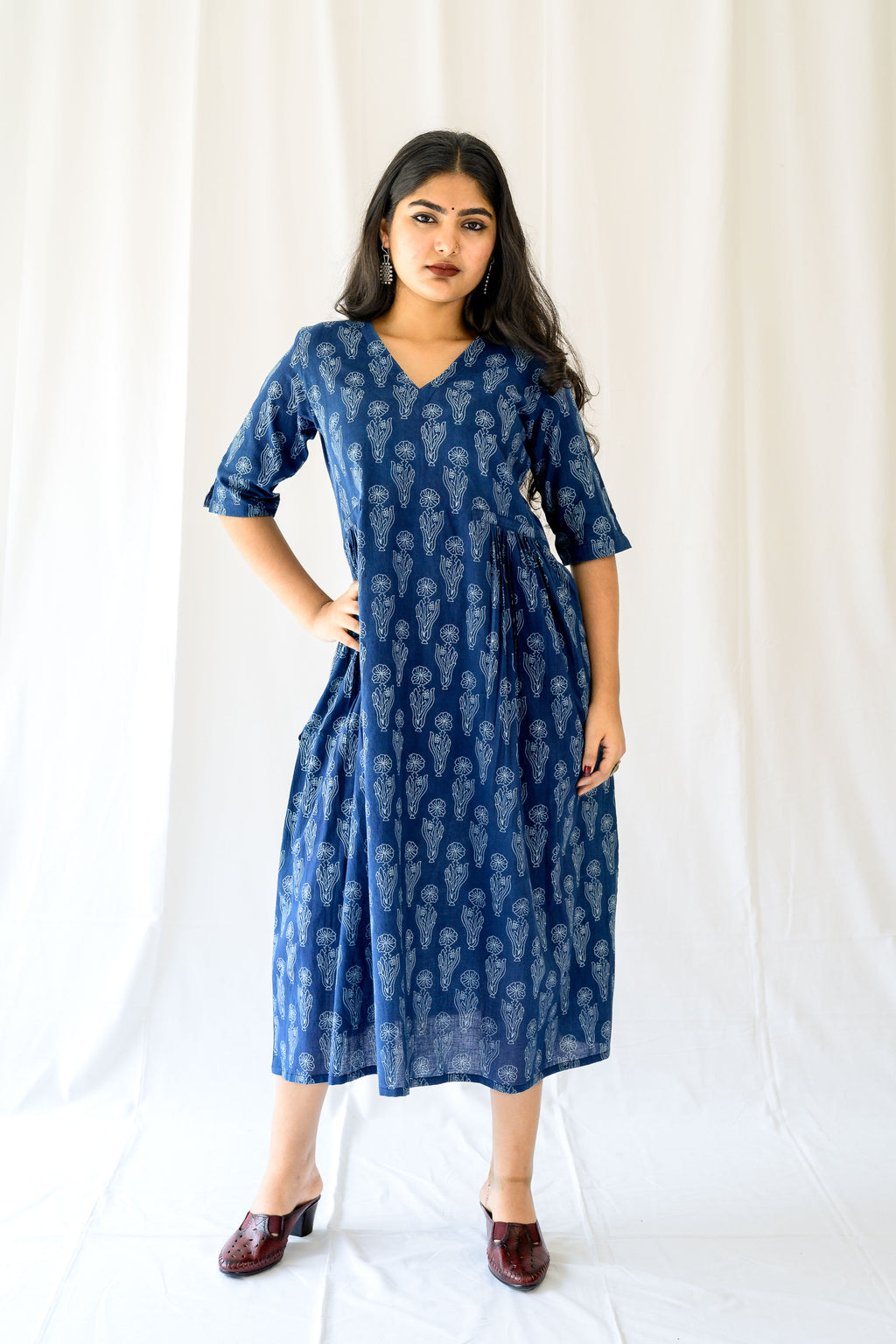 Iniya Indigo Dabu Cotton Dress