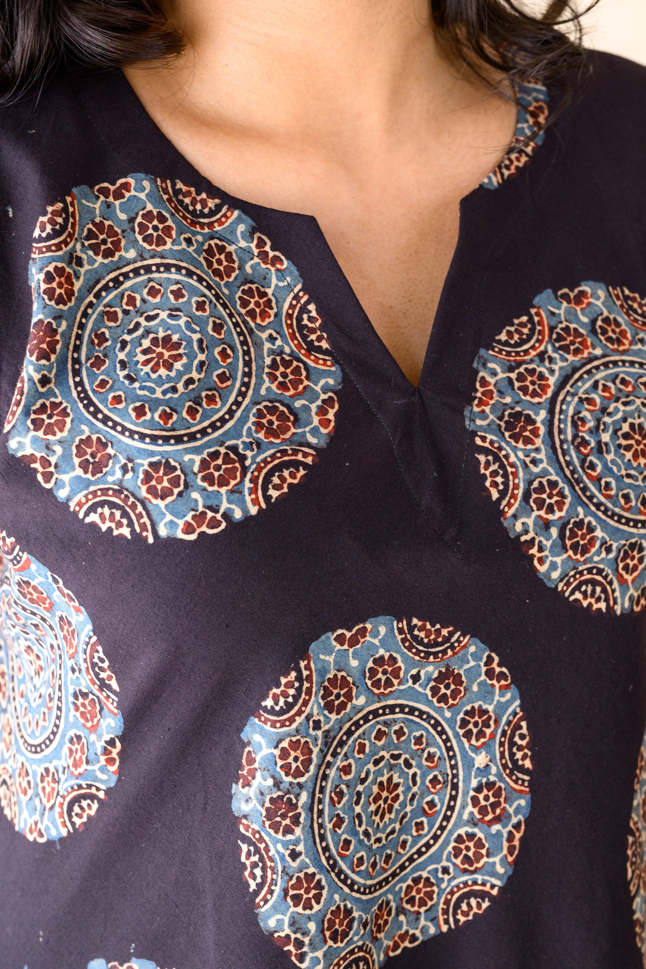 Mandala Noir Ajrakh Cotton Dress