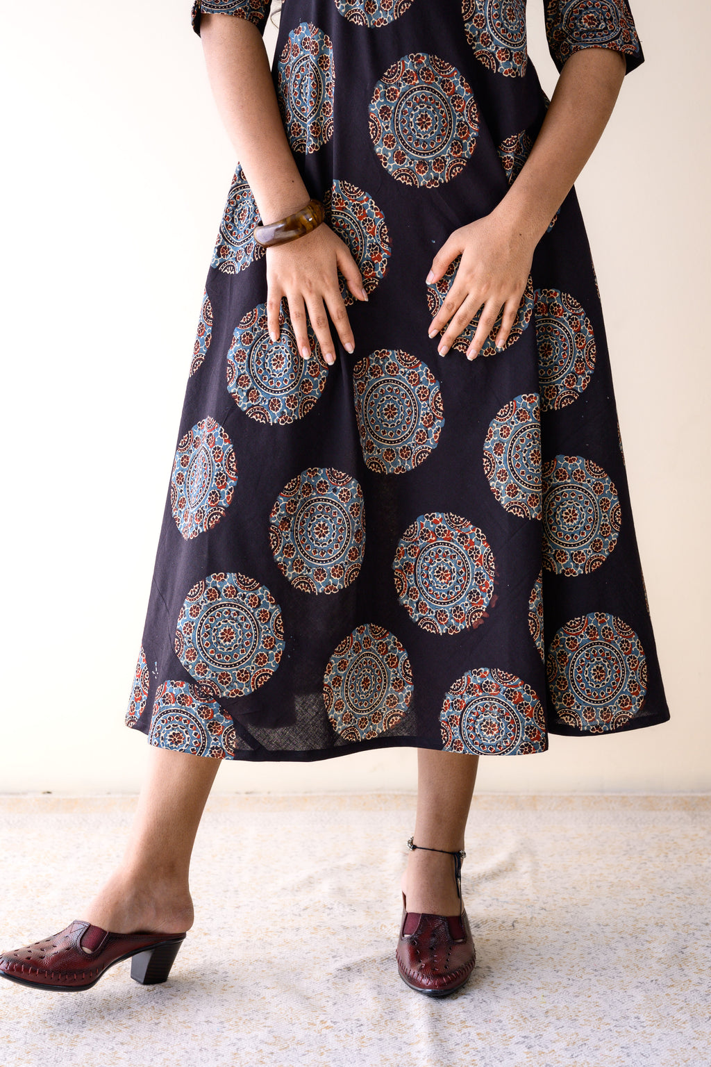 Mandala Noir Ajrakh Cotton Dress