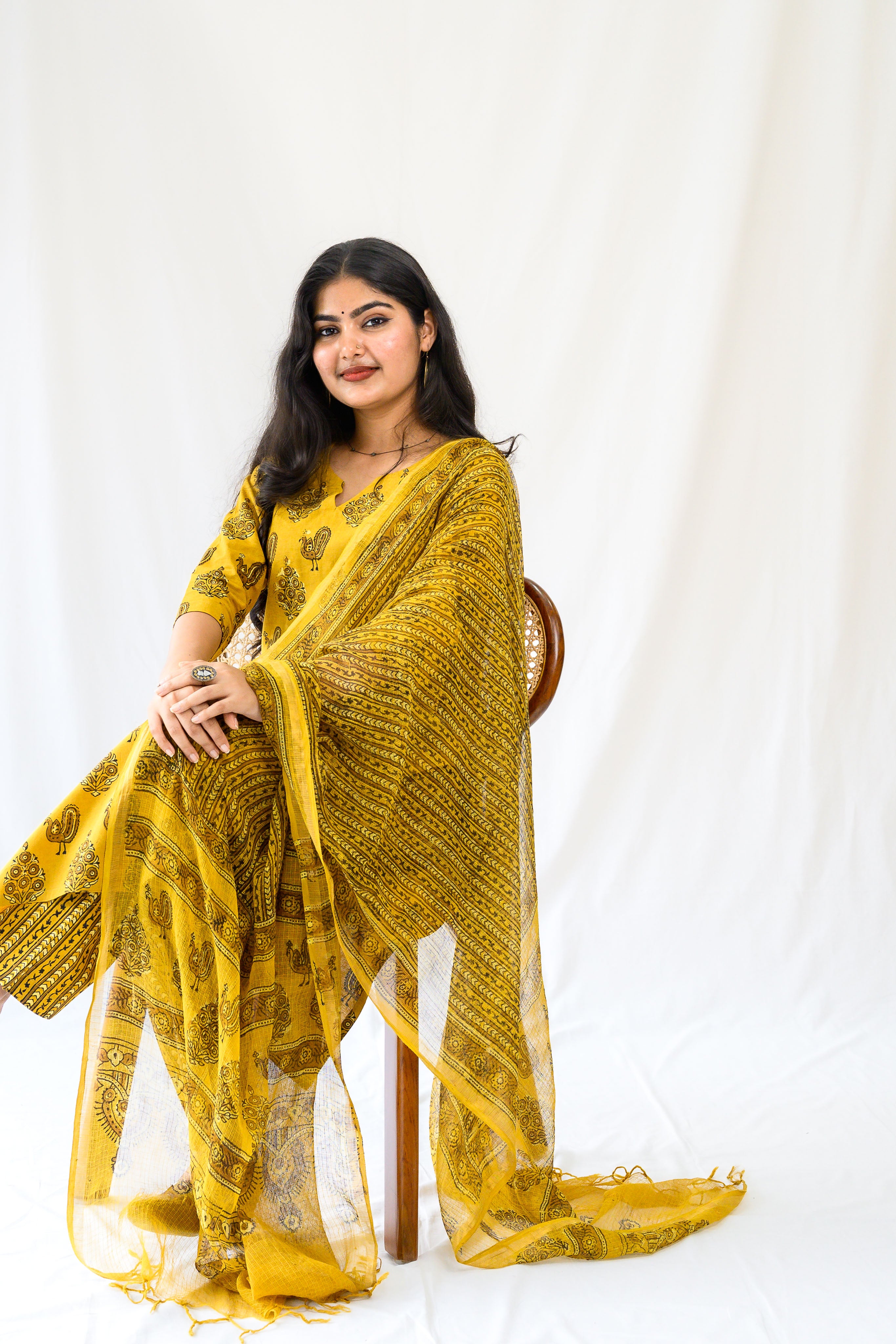 Set of 2- Hemali Ajrakh Cotton Kurta & Pants Set