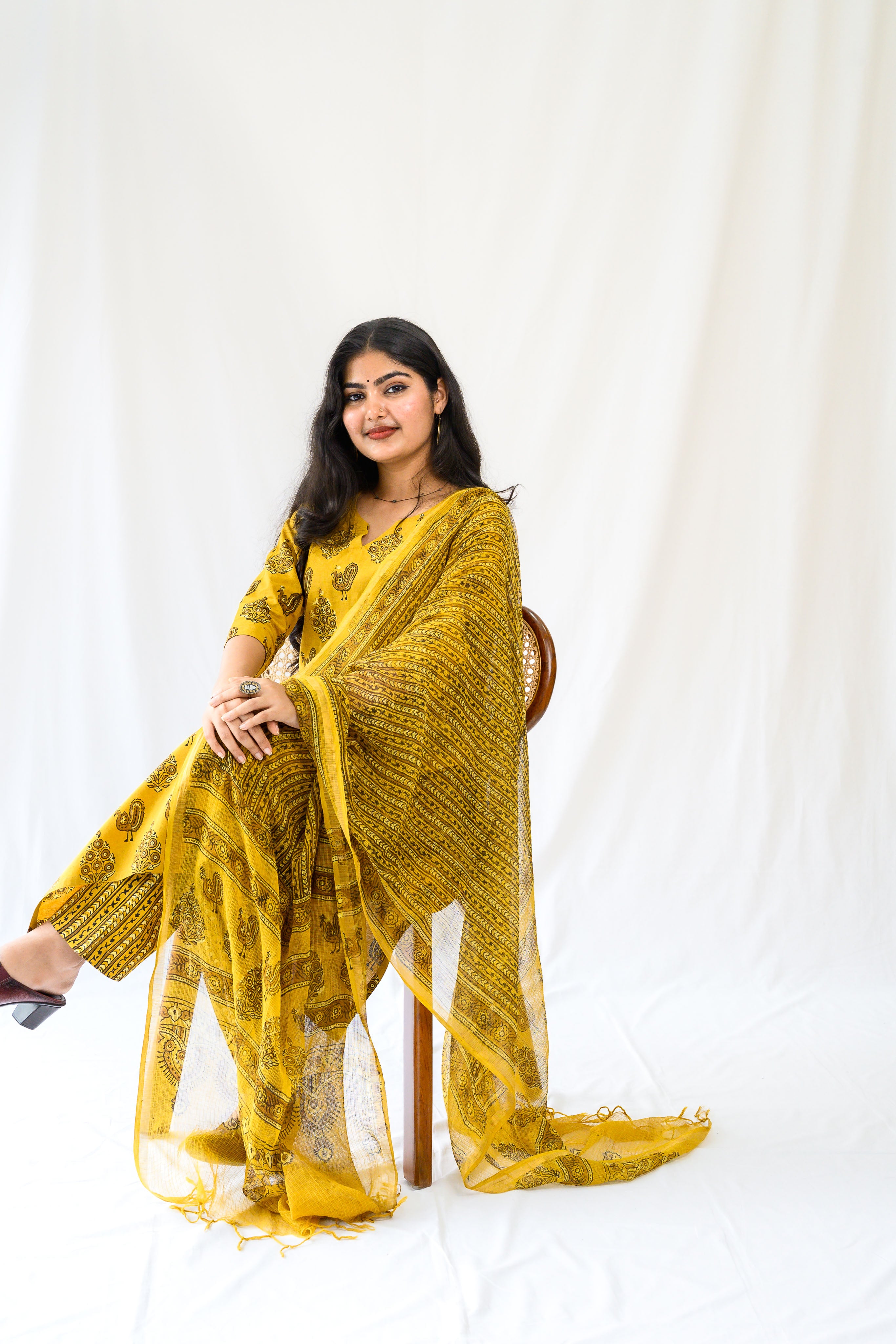 Set of 2- Hemali Ajrakh Cotton Kurta & Pants Set