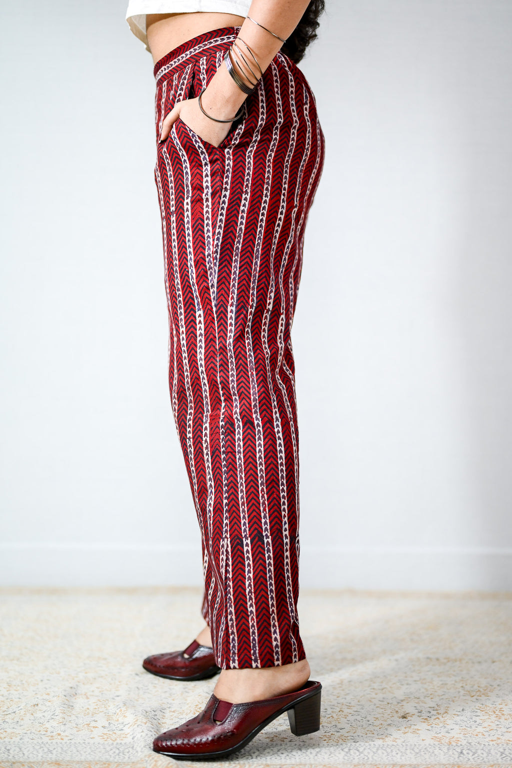 Zeraya Madder Red Ajrakh Parallel Pants