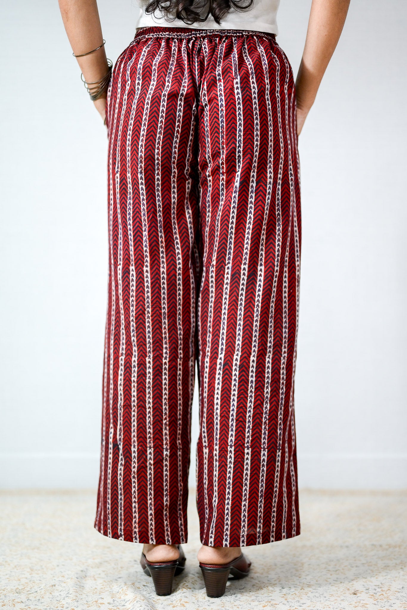Zeraya Madder Red Ajrakh Parallel Pants