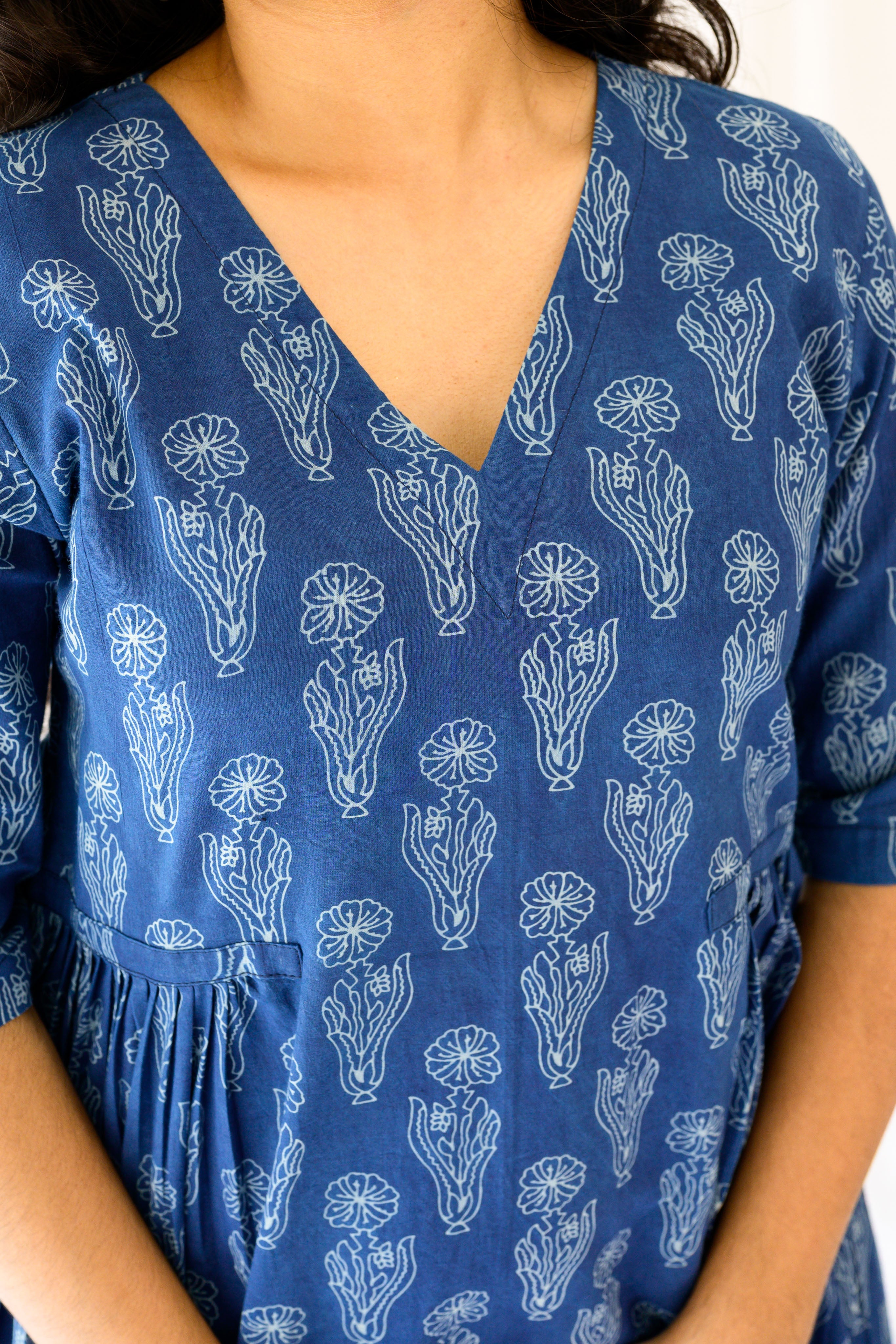 Iniya Indigo Dabu Cotton Dress