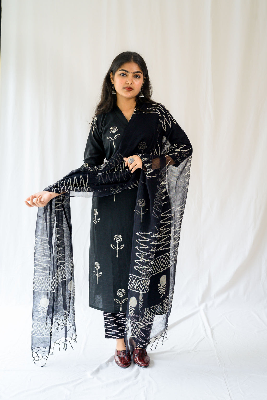 Set of 2-Mahelia Dabu Cotton Kurta & Pants Set