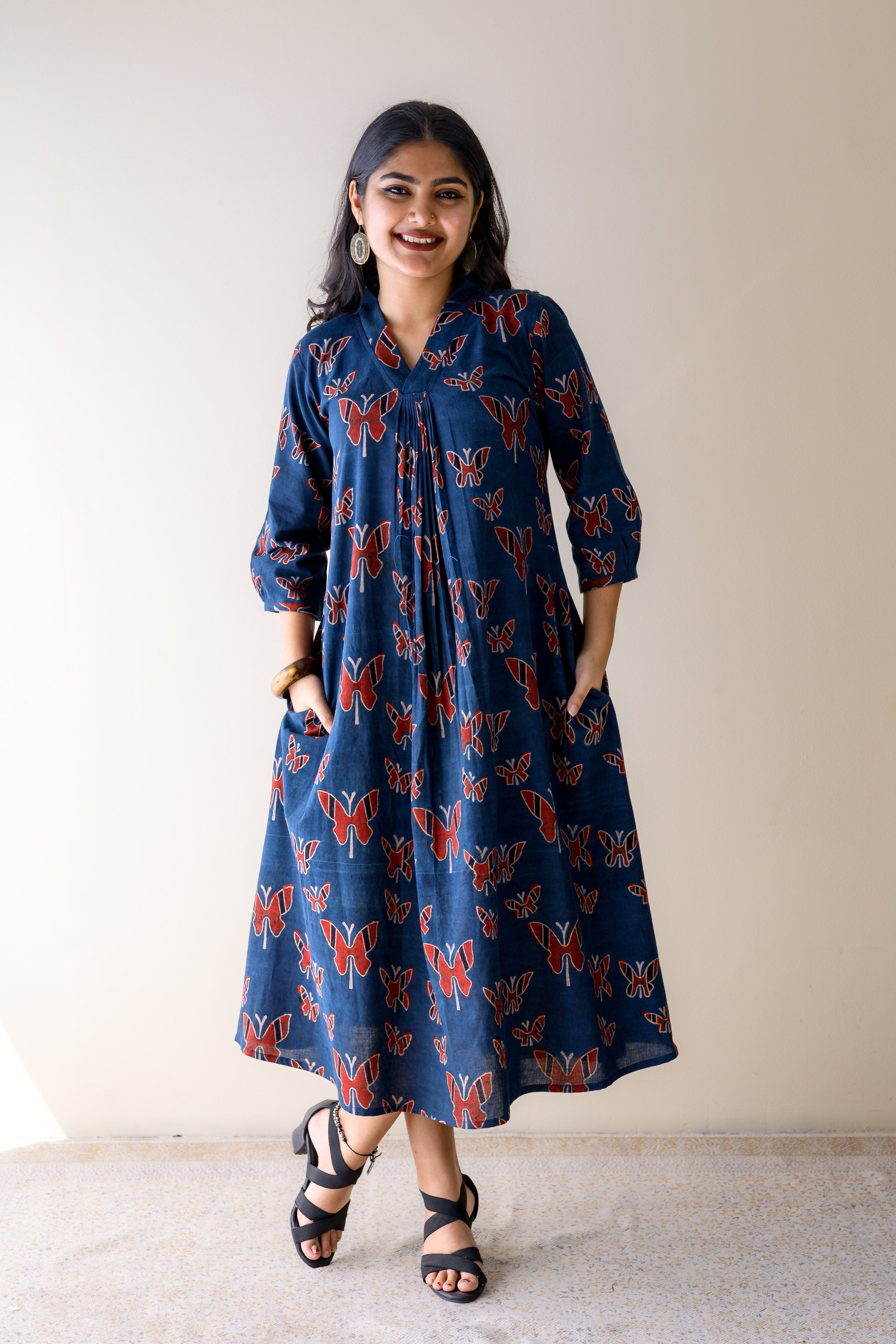 Farasha Indigo Ajrakh Dress