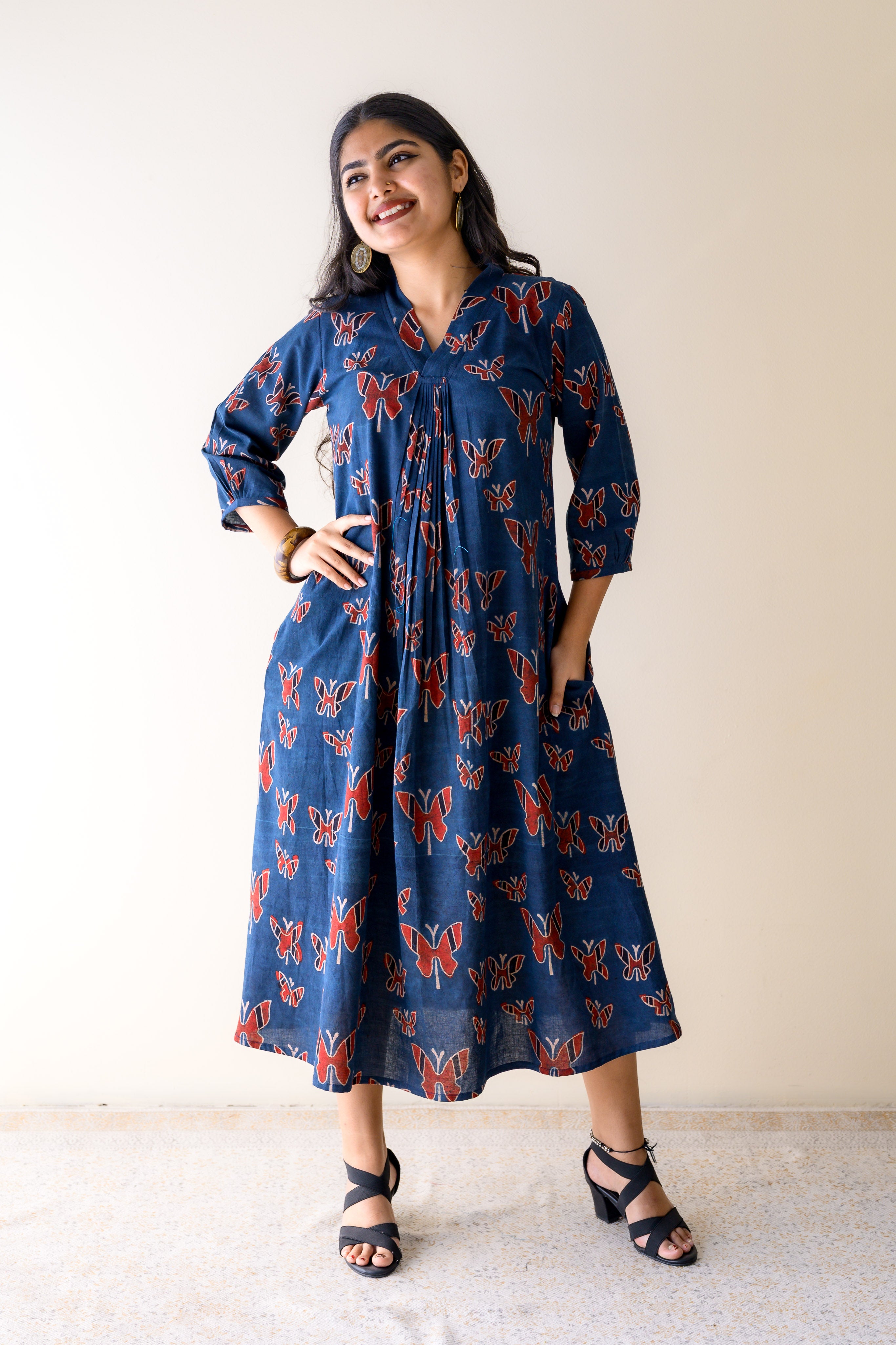 Farasha Indigo Ajrakh Dress