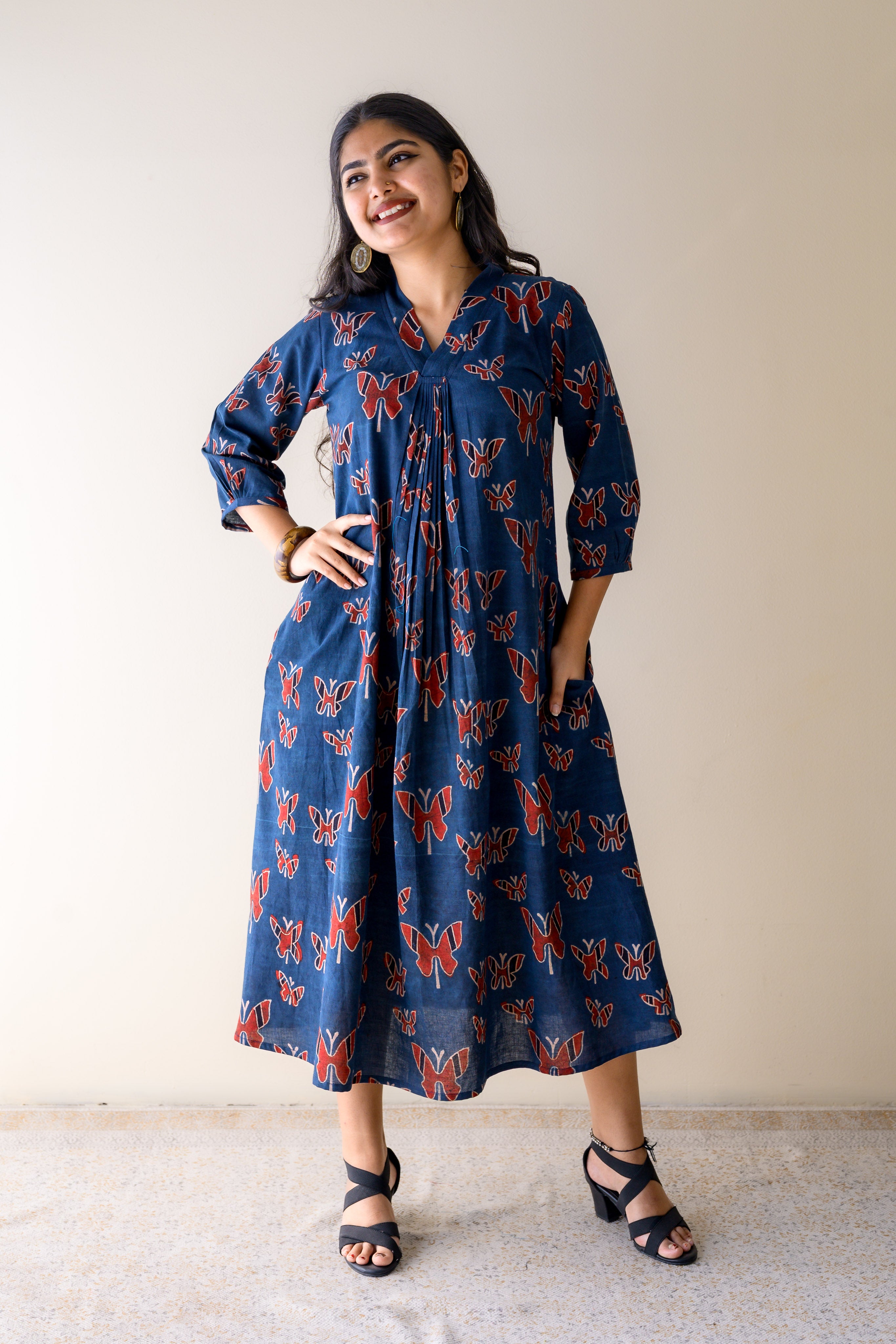 Farasha Indigo Ajrakh Dress