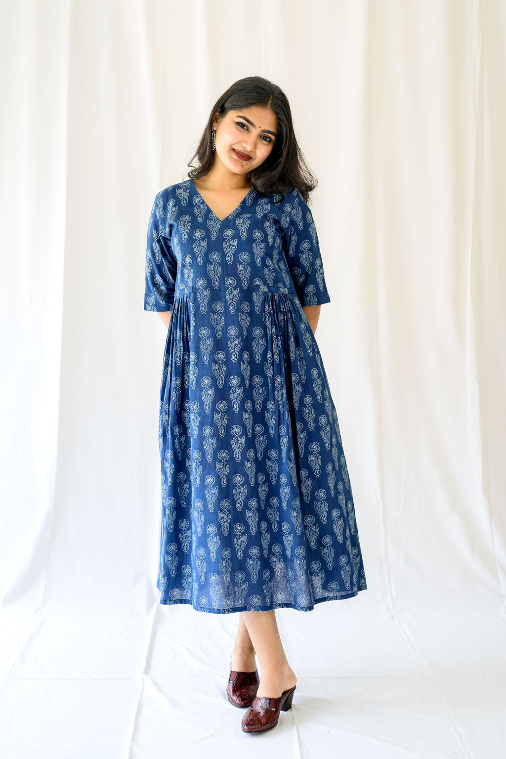 Iniya Indigo Dabu Cotton Dress