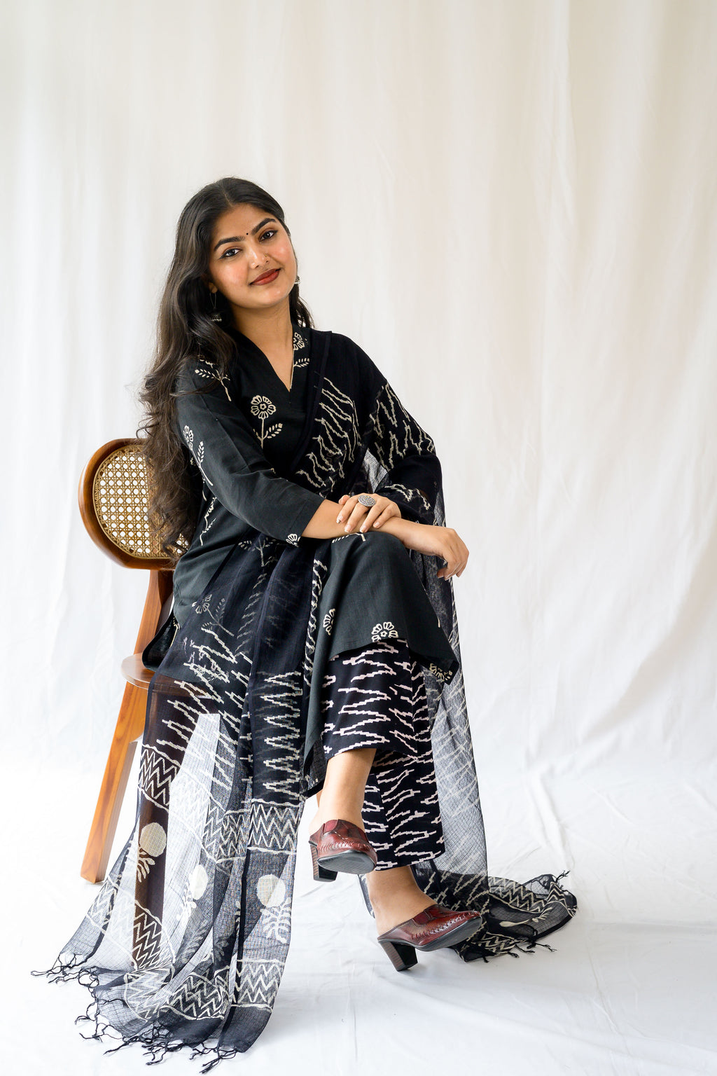 Set of 2-Mahelia Dabu Cotton Kurta & Pants Set