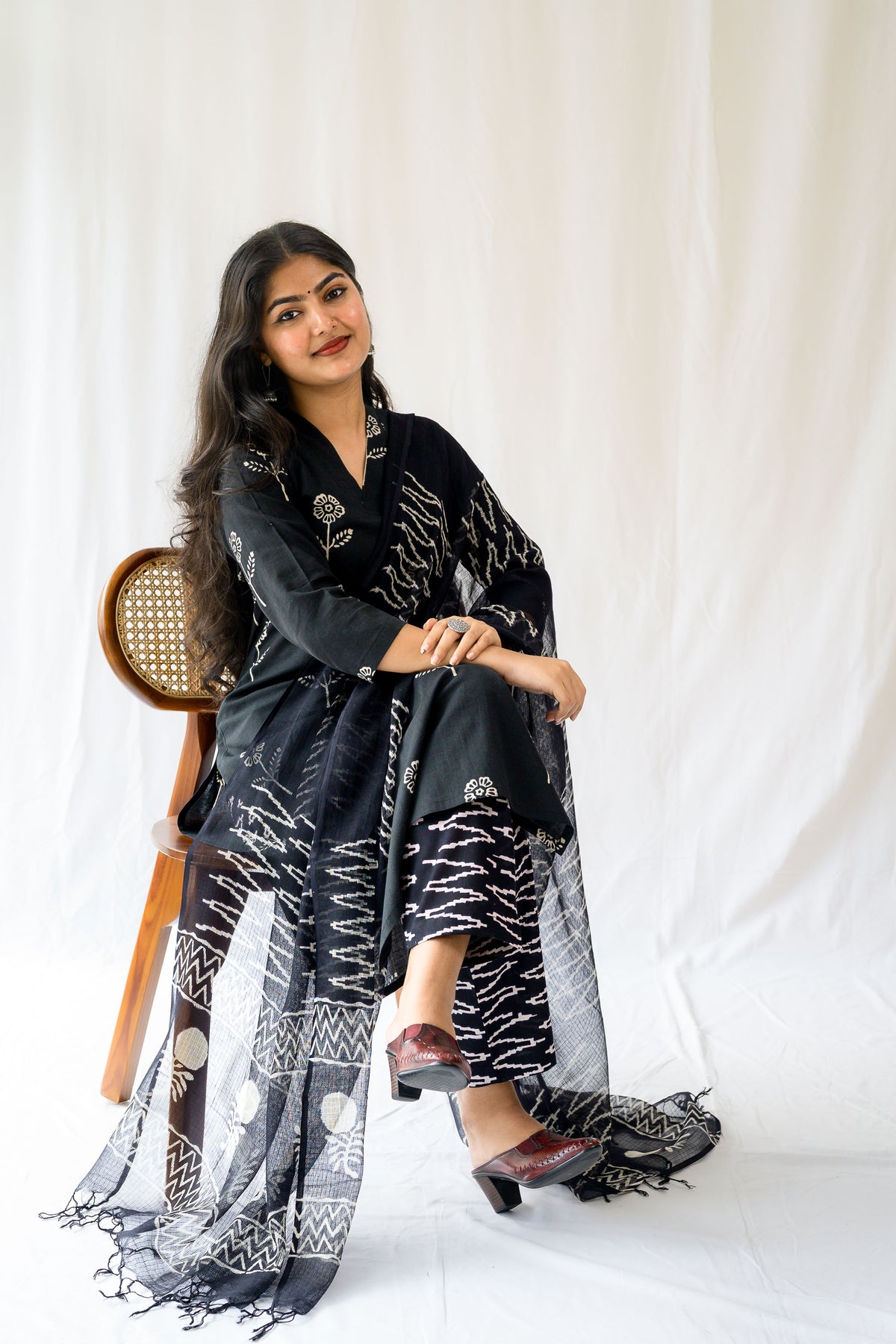 Set of 2-Mahelia Dabu Cotton Kurta & Pants Set