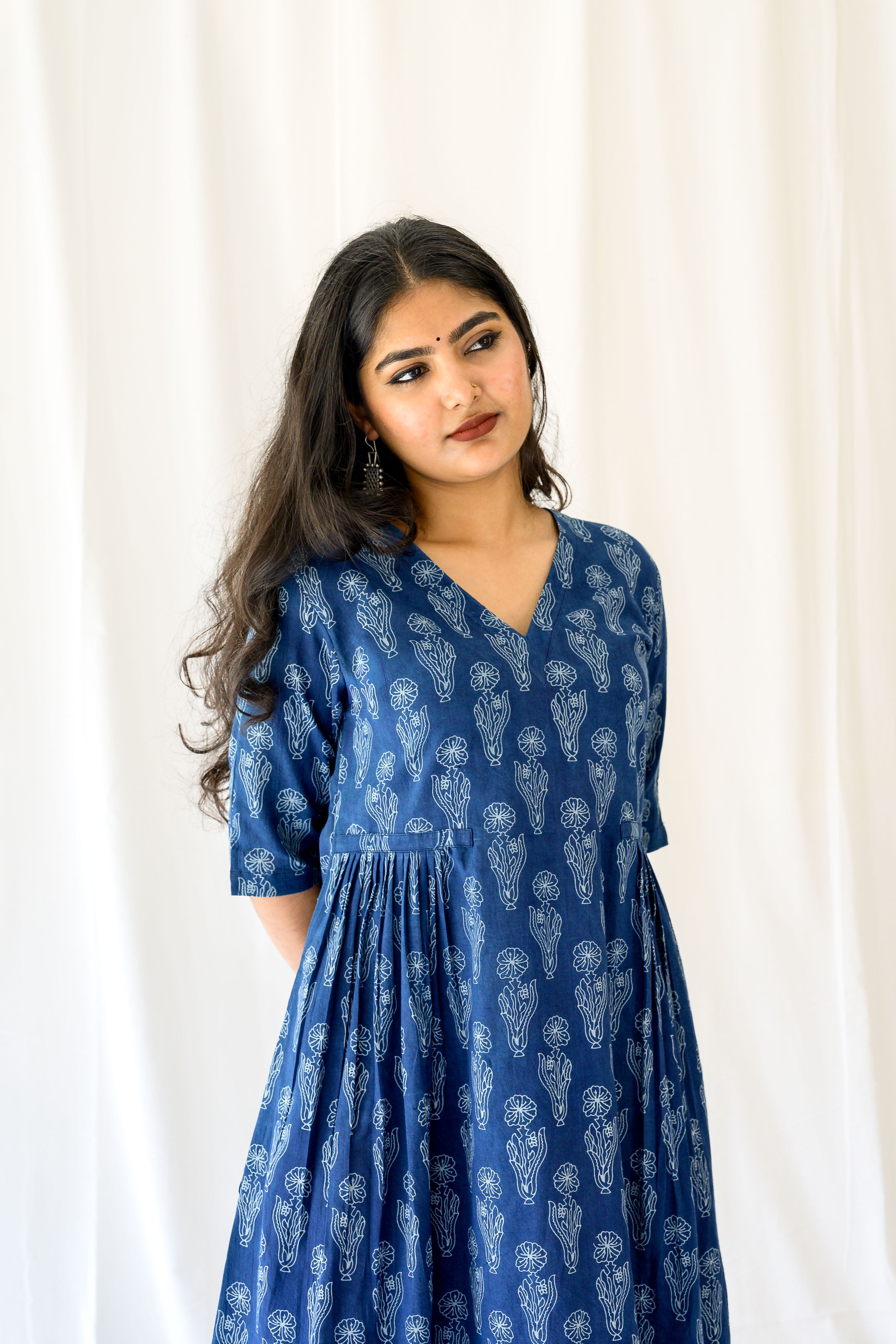 Iniya Indigo Dabu Cotton Dress