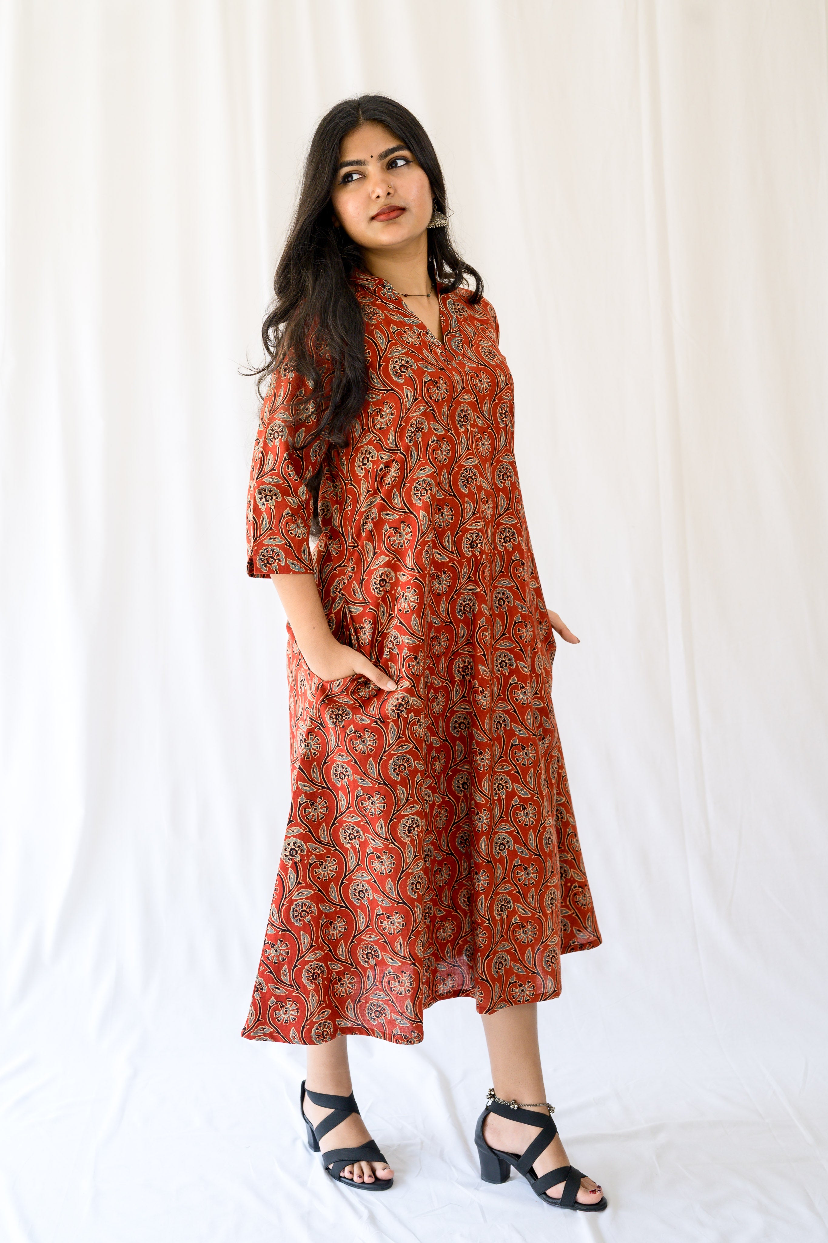 Mehreen Madder Red Ajrakh Dress