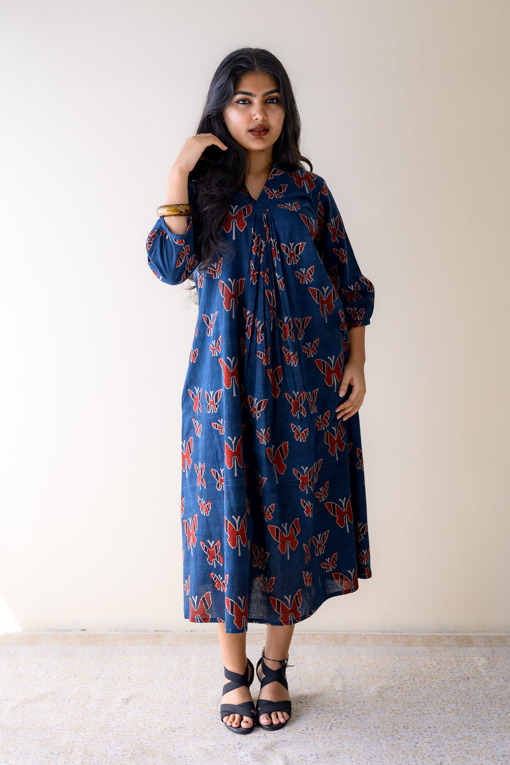 Farasha Indigo Ajrakh Dress