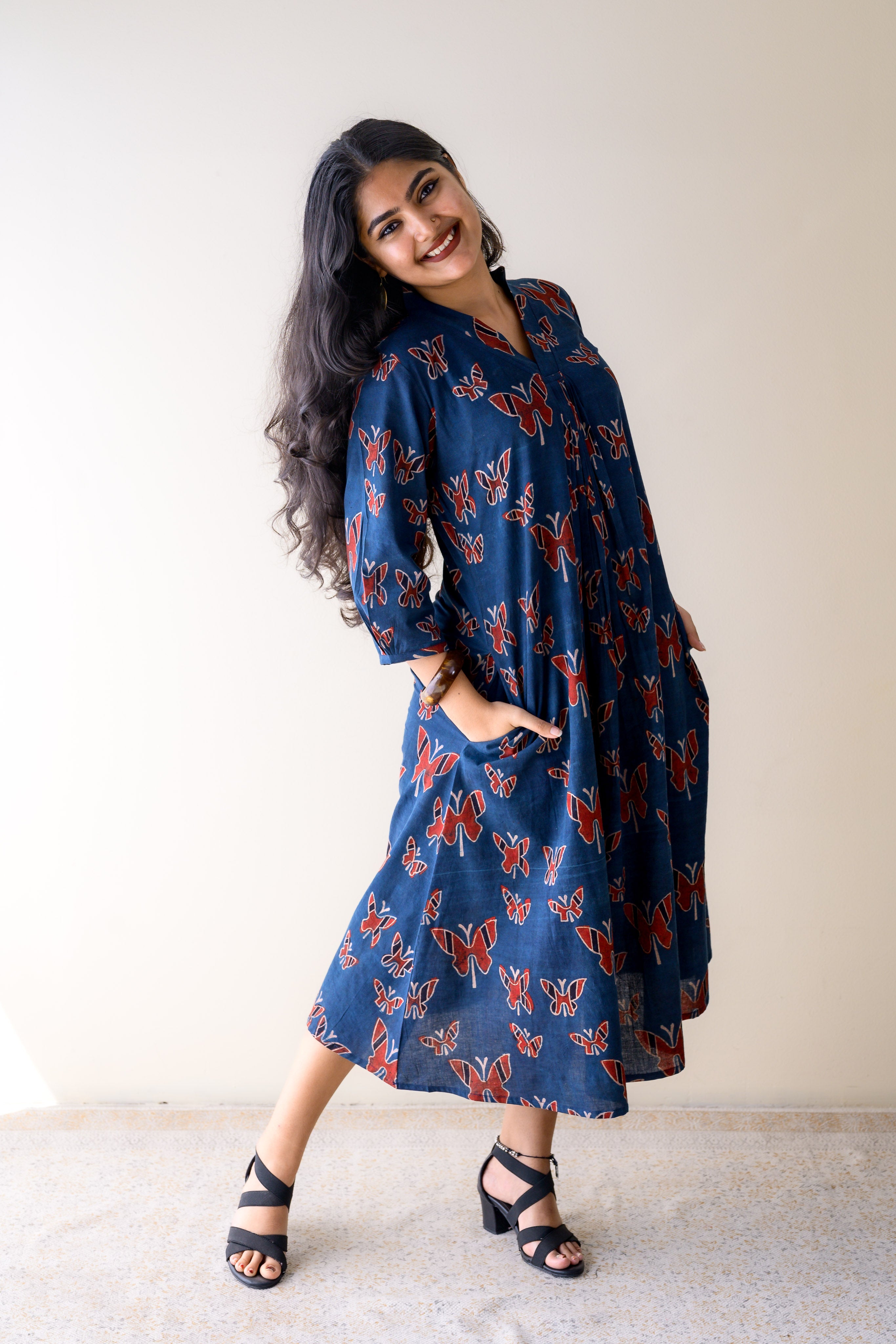 Farasha Indigo Ajrakh Dress