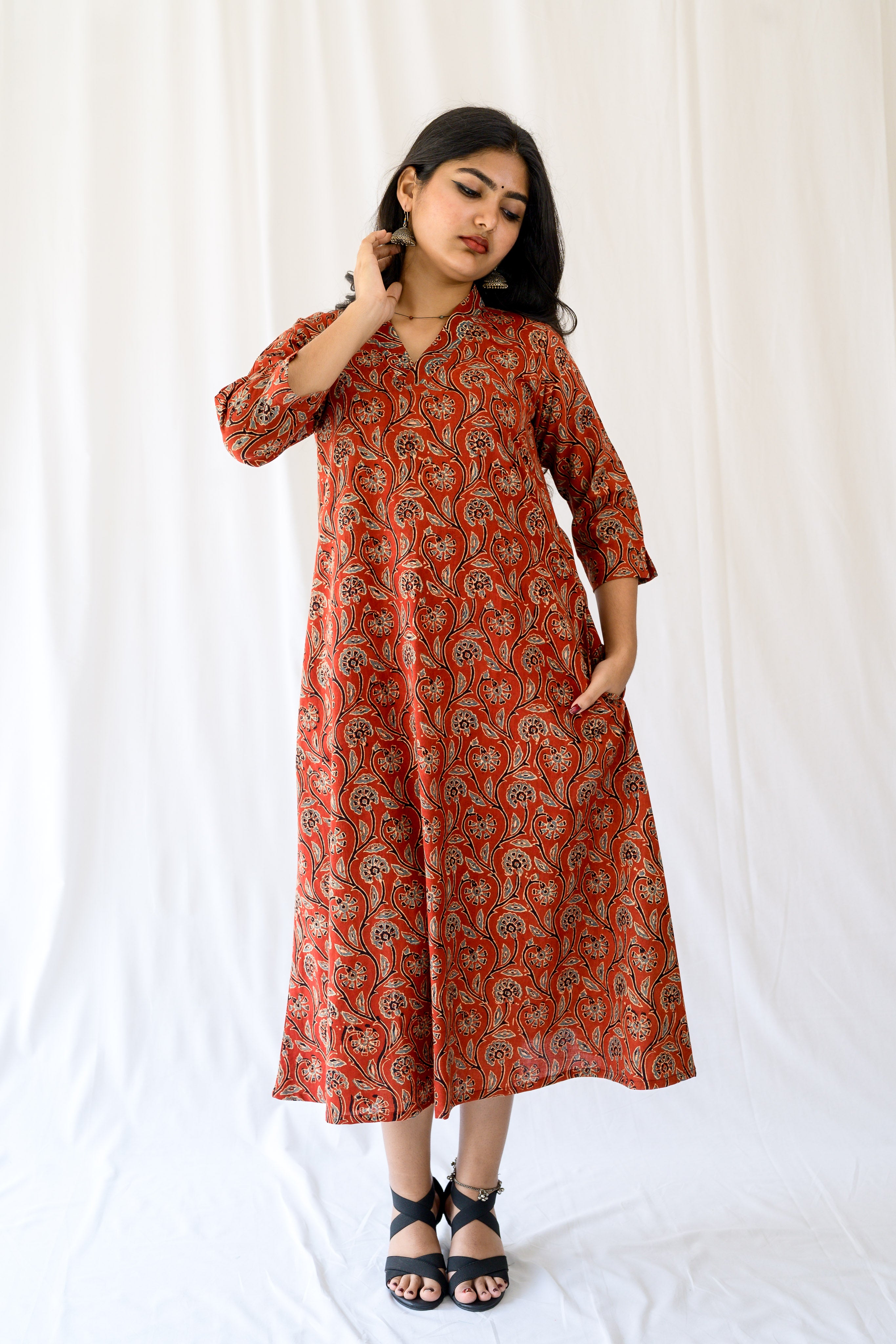 Mehreen Madder Red Ajrakh Dress