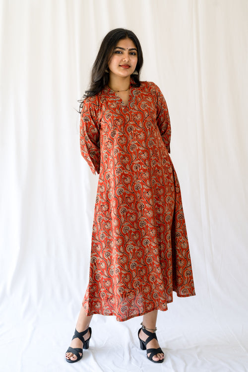 Mehreen Madder Red Ajrakh Dress