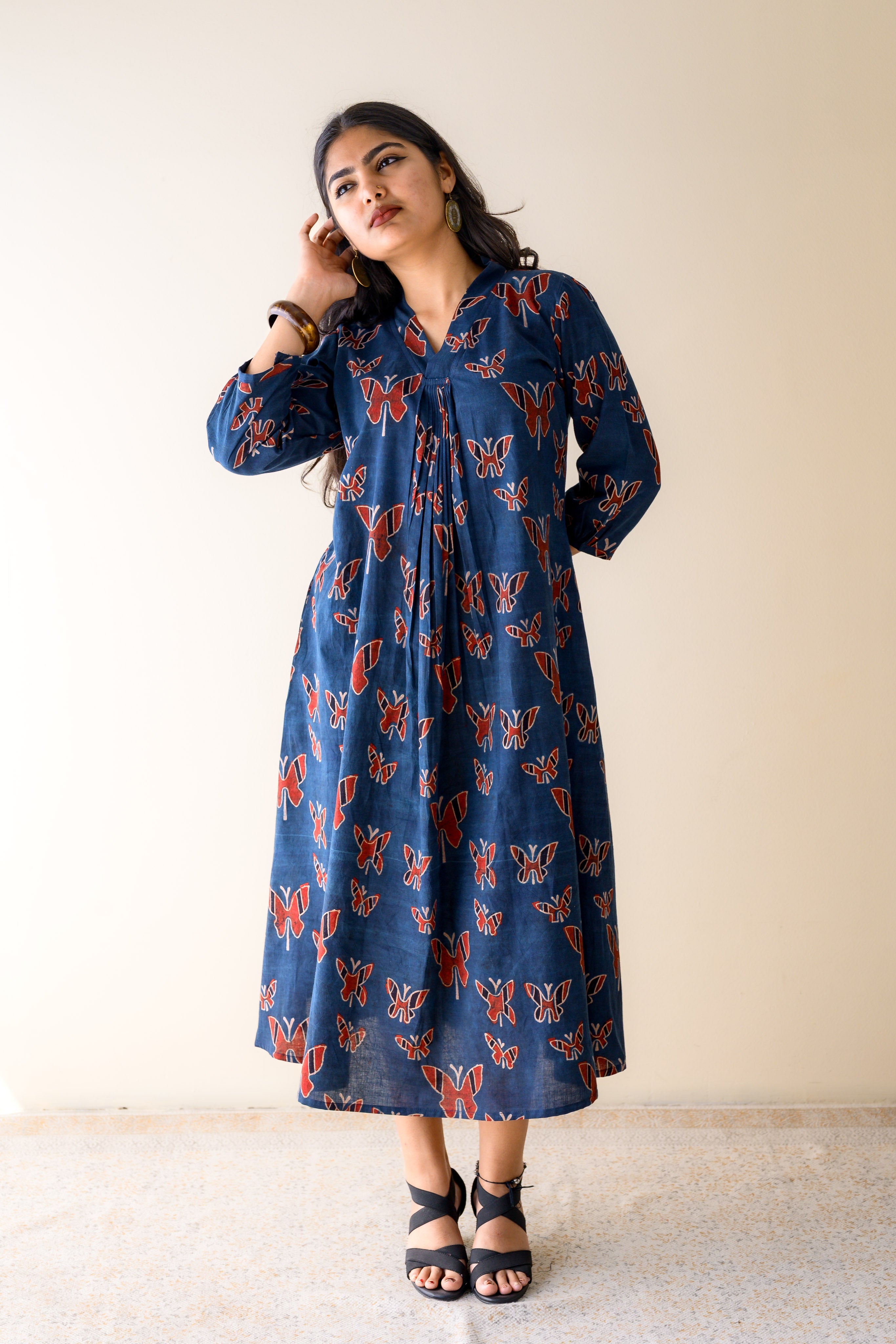Farasha Indigo Ajrakh Dress