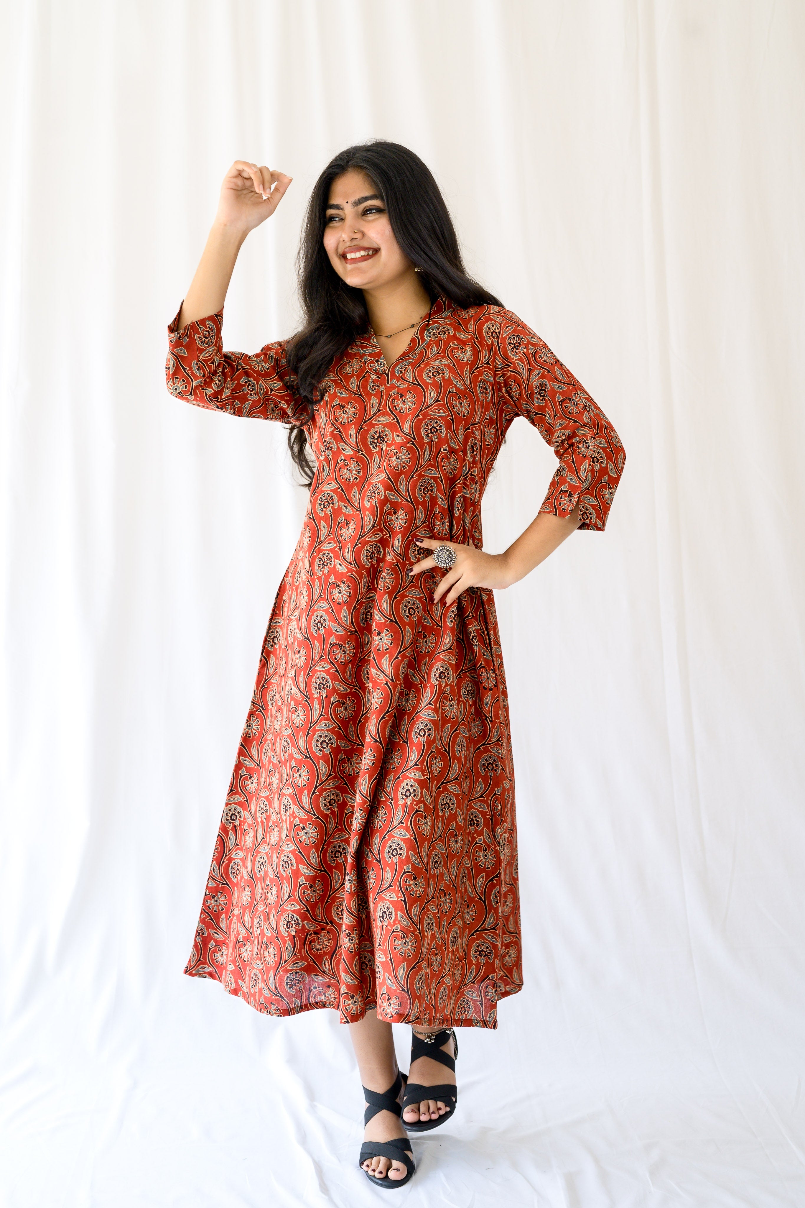Mehreen Madder Red Ajrakh Dress