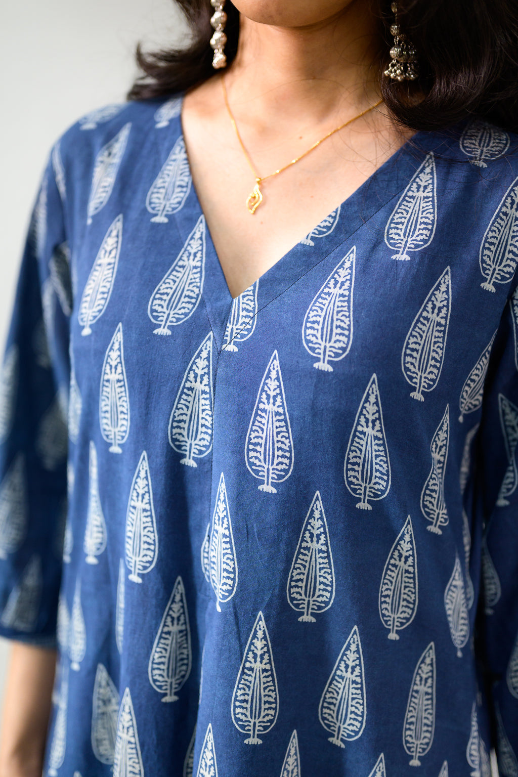 Indigo Cypress Dabu Cotton Dress