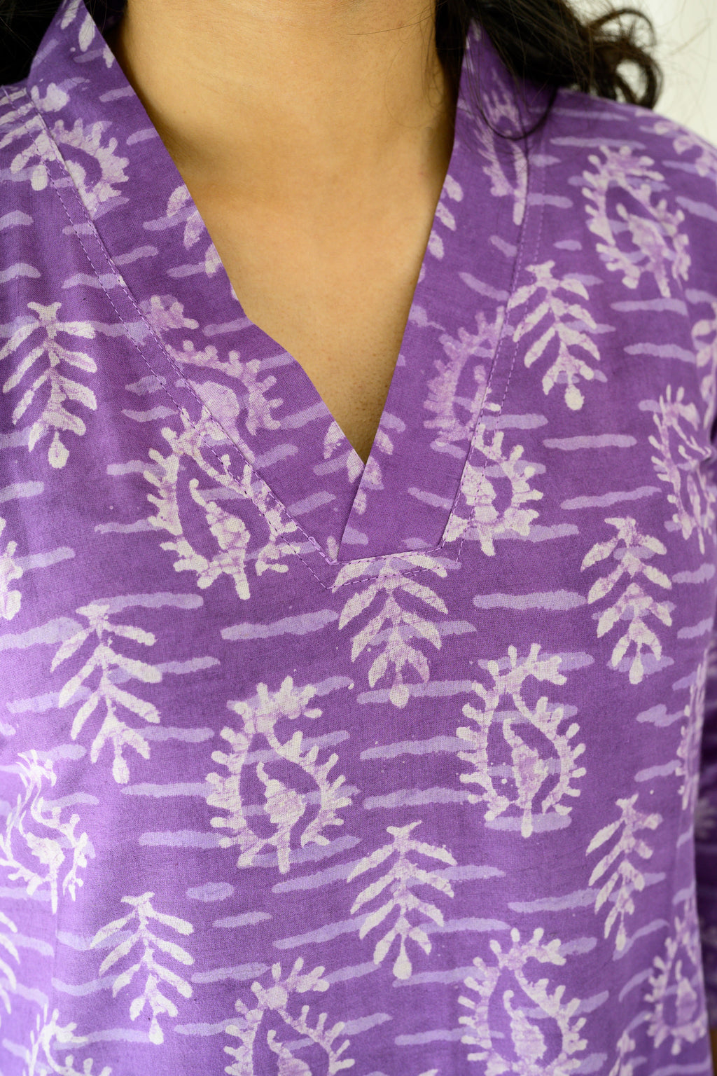 Bloomveil Lavender Dabu Cotton Dress