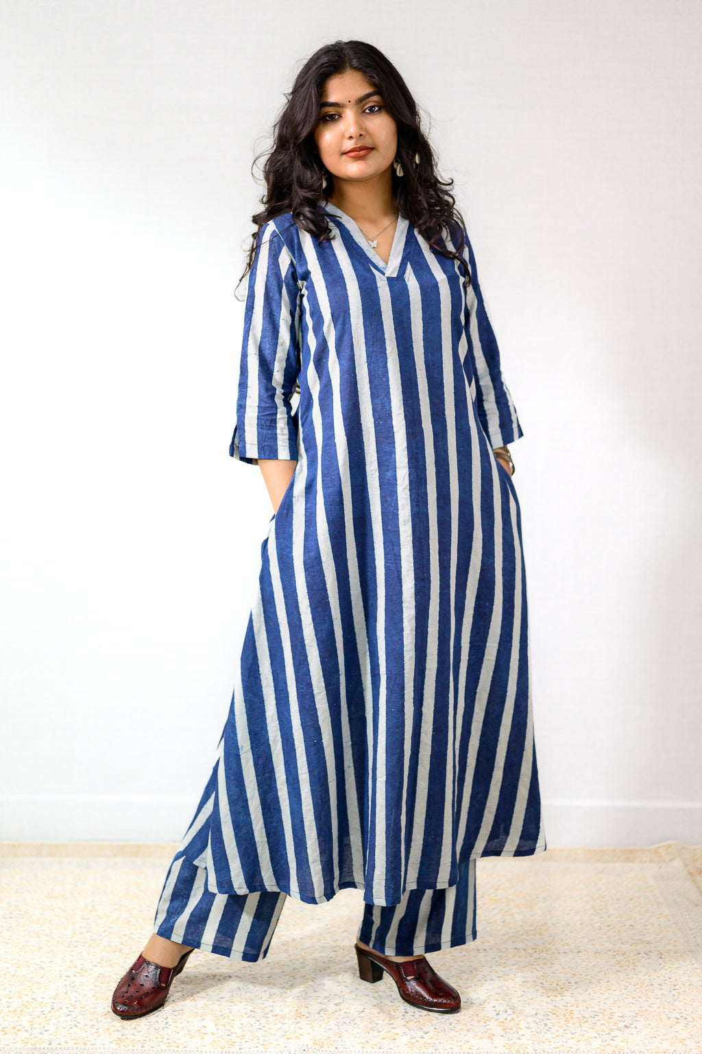 Layara Indigo Dabu Cotton Dress