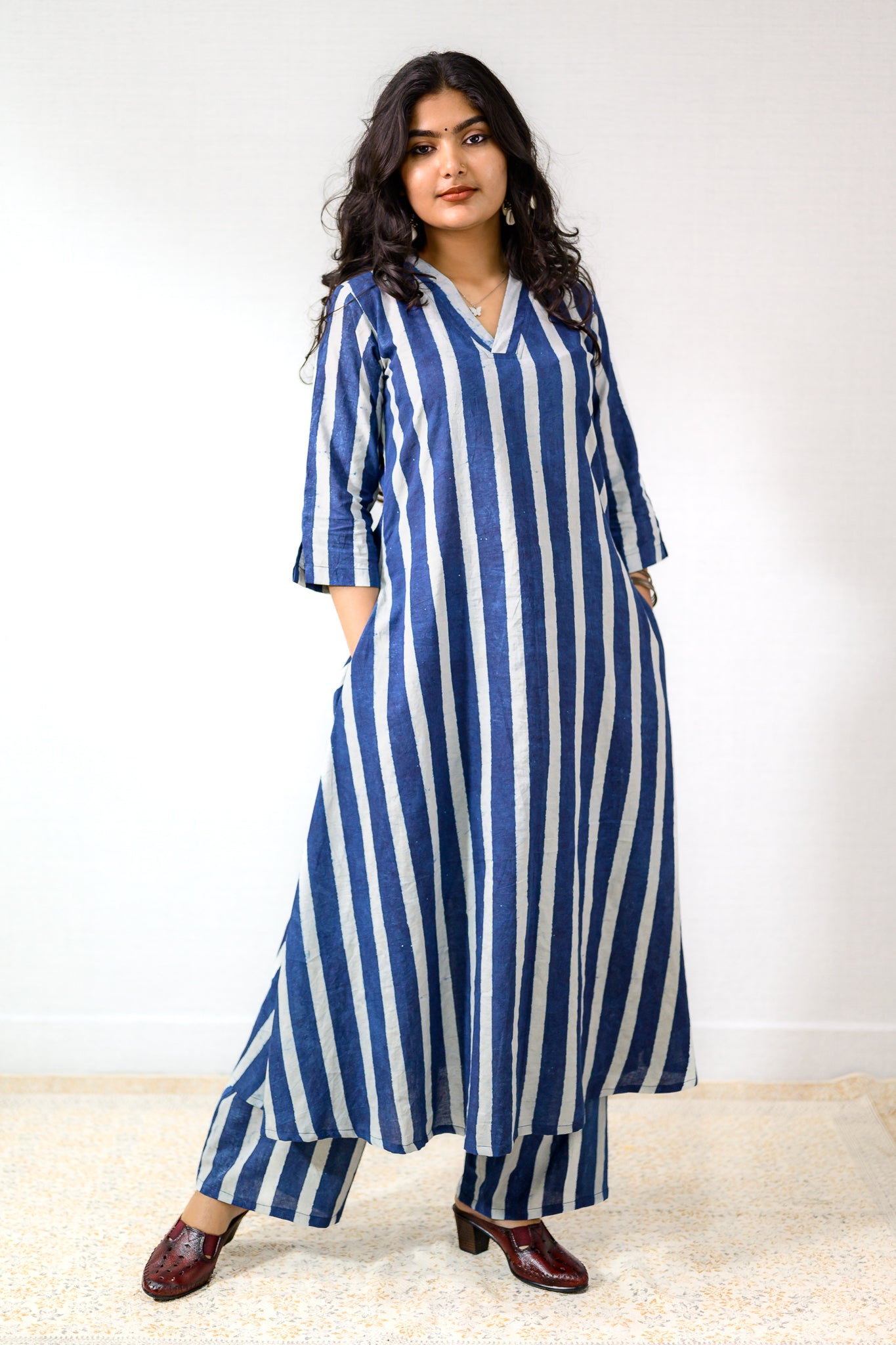 Layara Indigo Dabu Cotton Dress