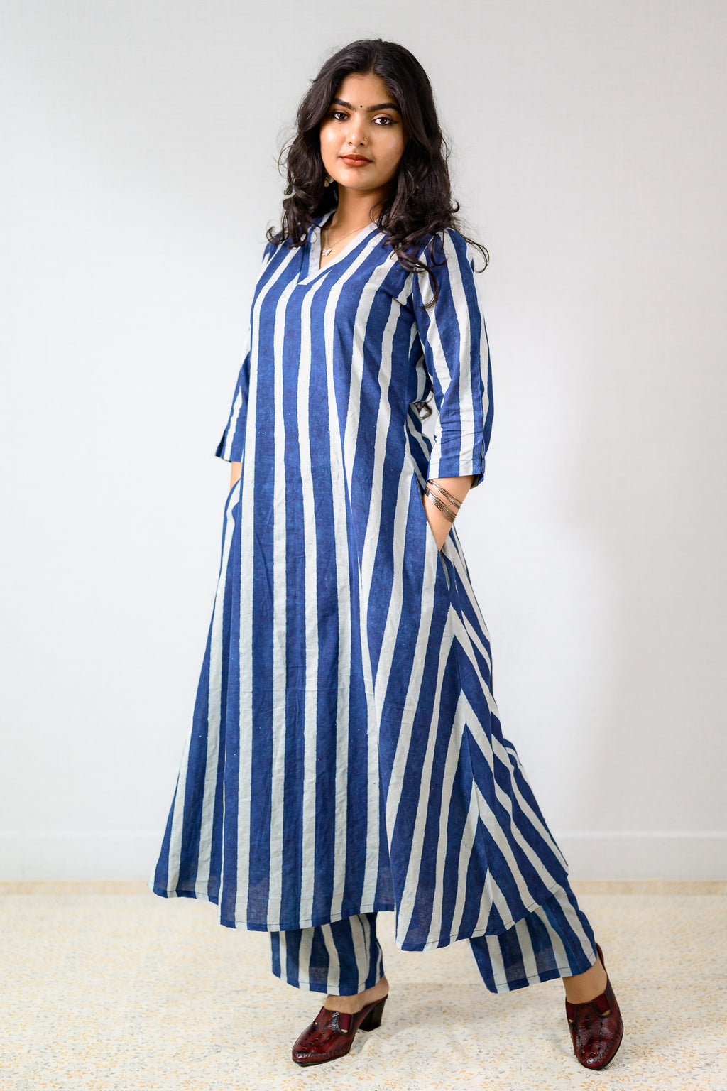 Layara Indigo Dabu Cotton Dress