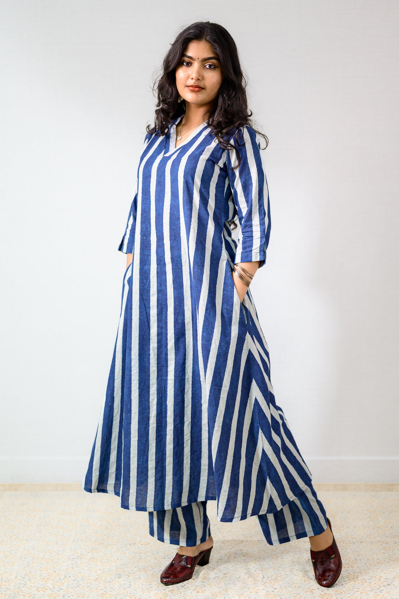 Layara Indigo Dabu Cotton Dress