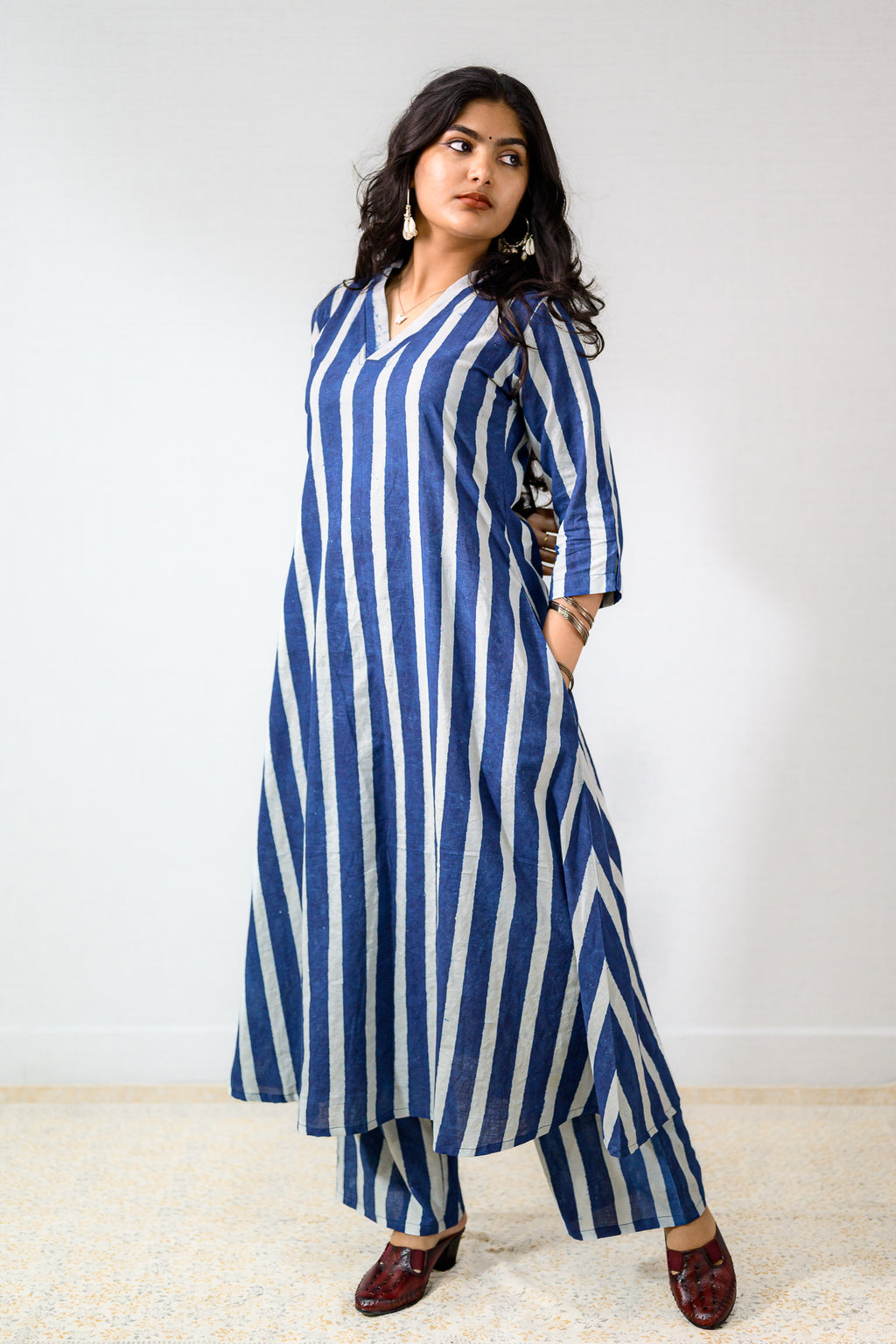 Layara Indigo Dabu Cotton Dress