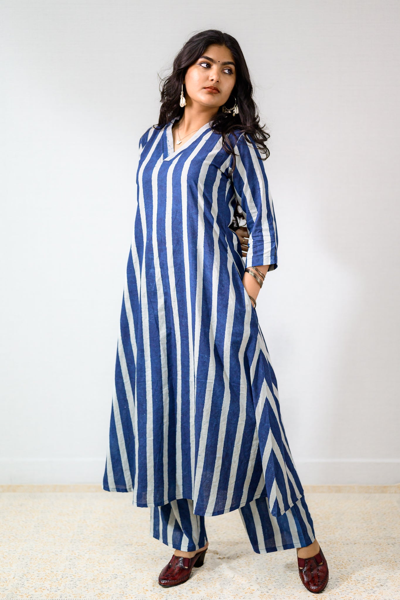 Layara Indigo Dabu Cotton Dress