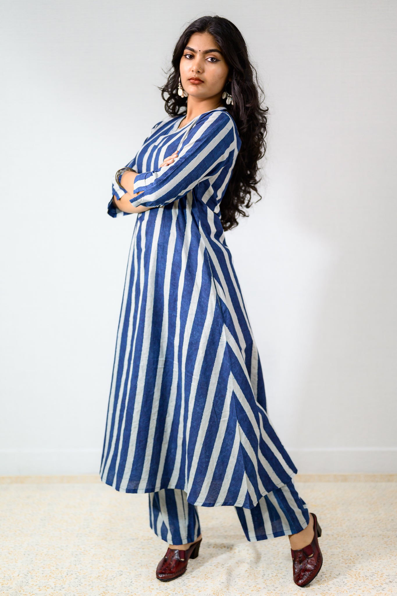 Layara Indigo Dabu Cotton Dress