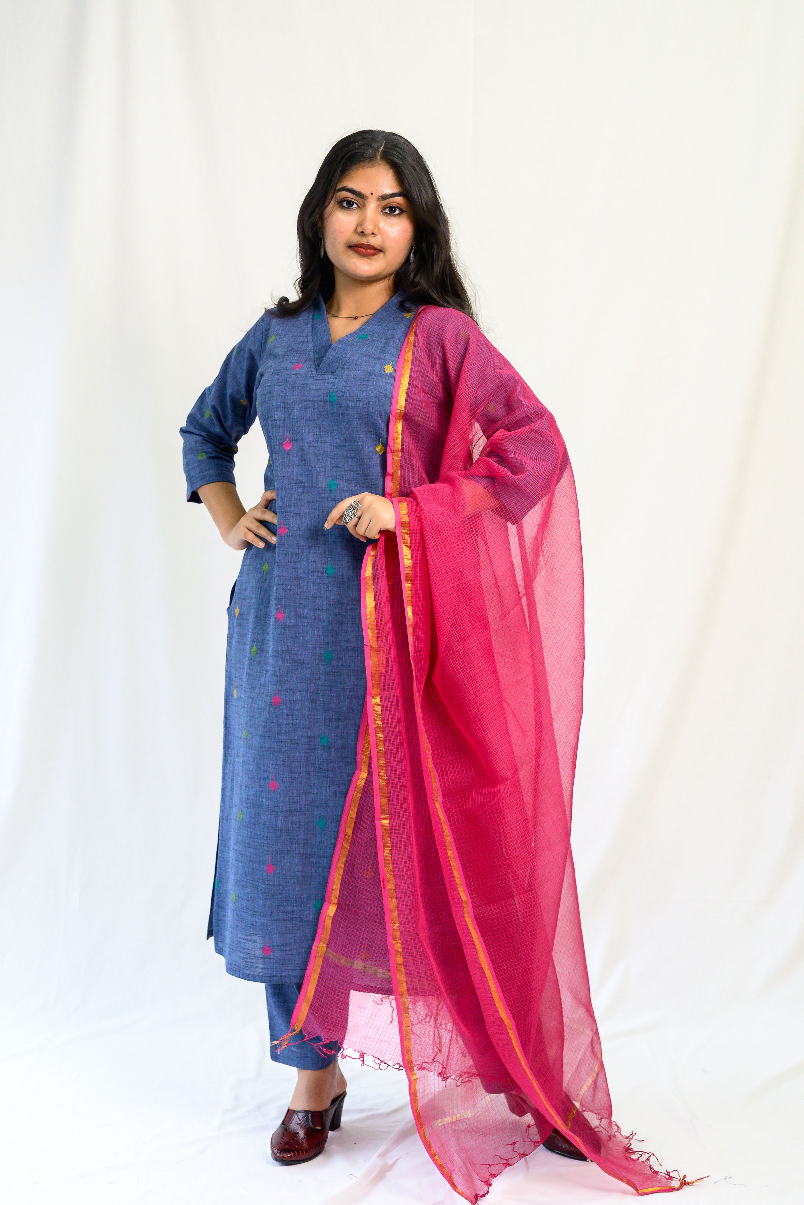 Set of 2- Induraga South Cotton Kurta & Pants Set
