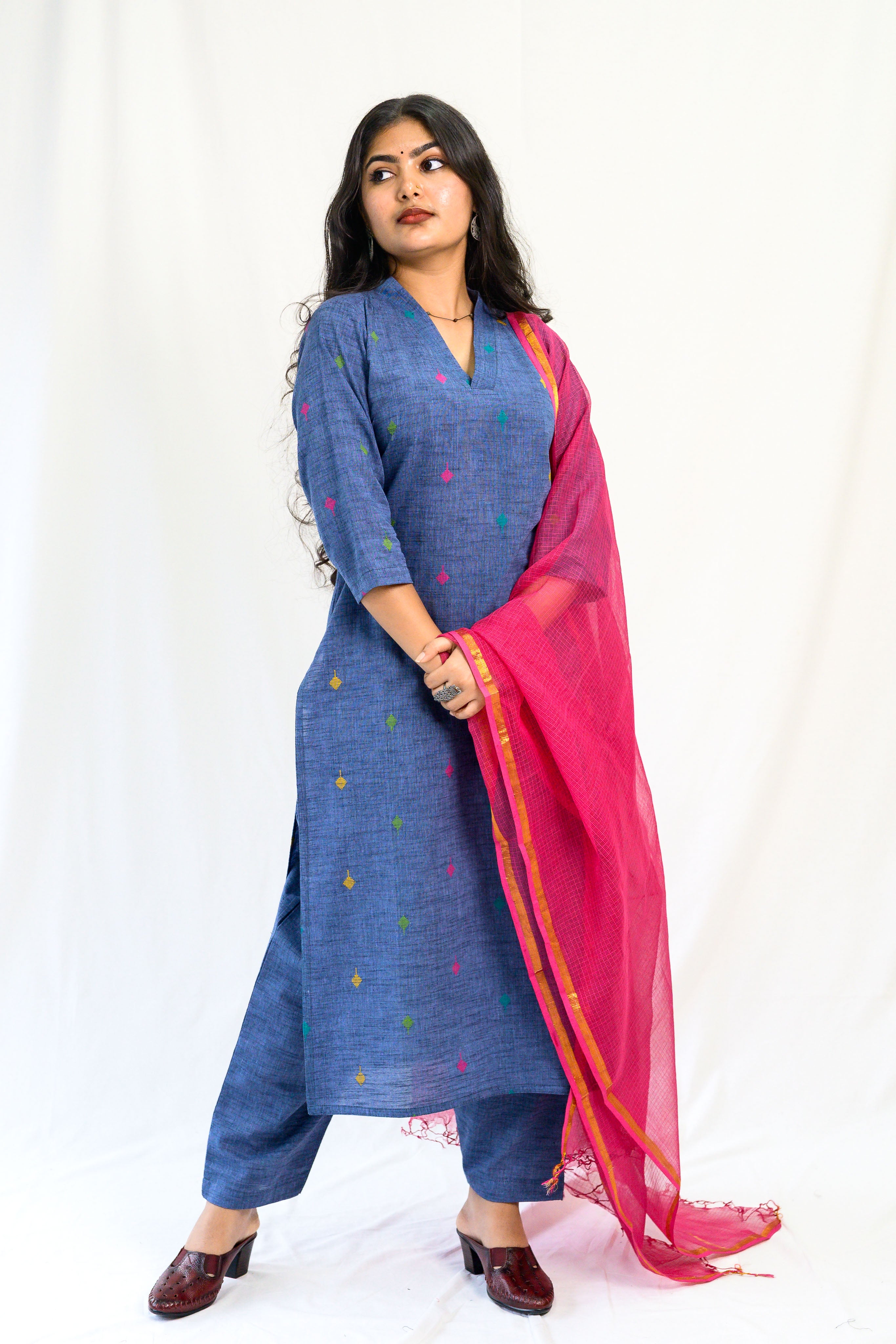 Set of 2- Induraga South Cotton Kurta & Pants Set