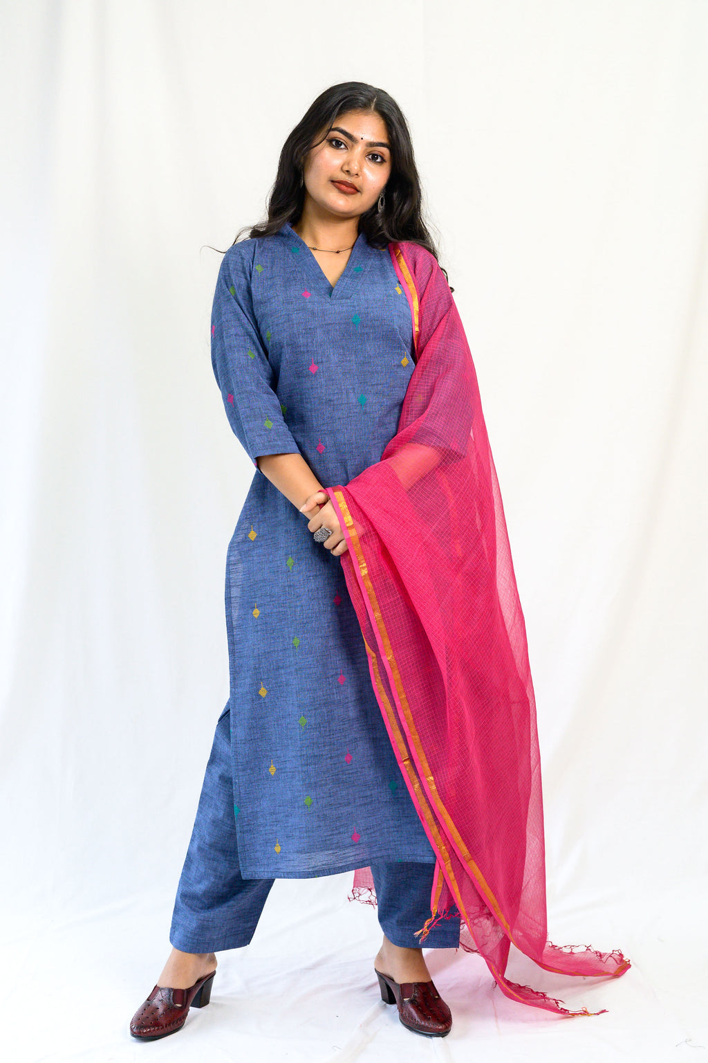 Set of 2- Induraga South Cotton Kurta & Pants Set