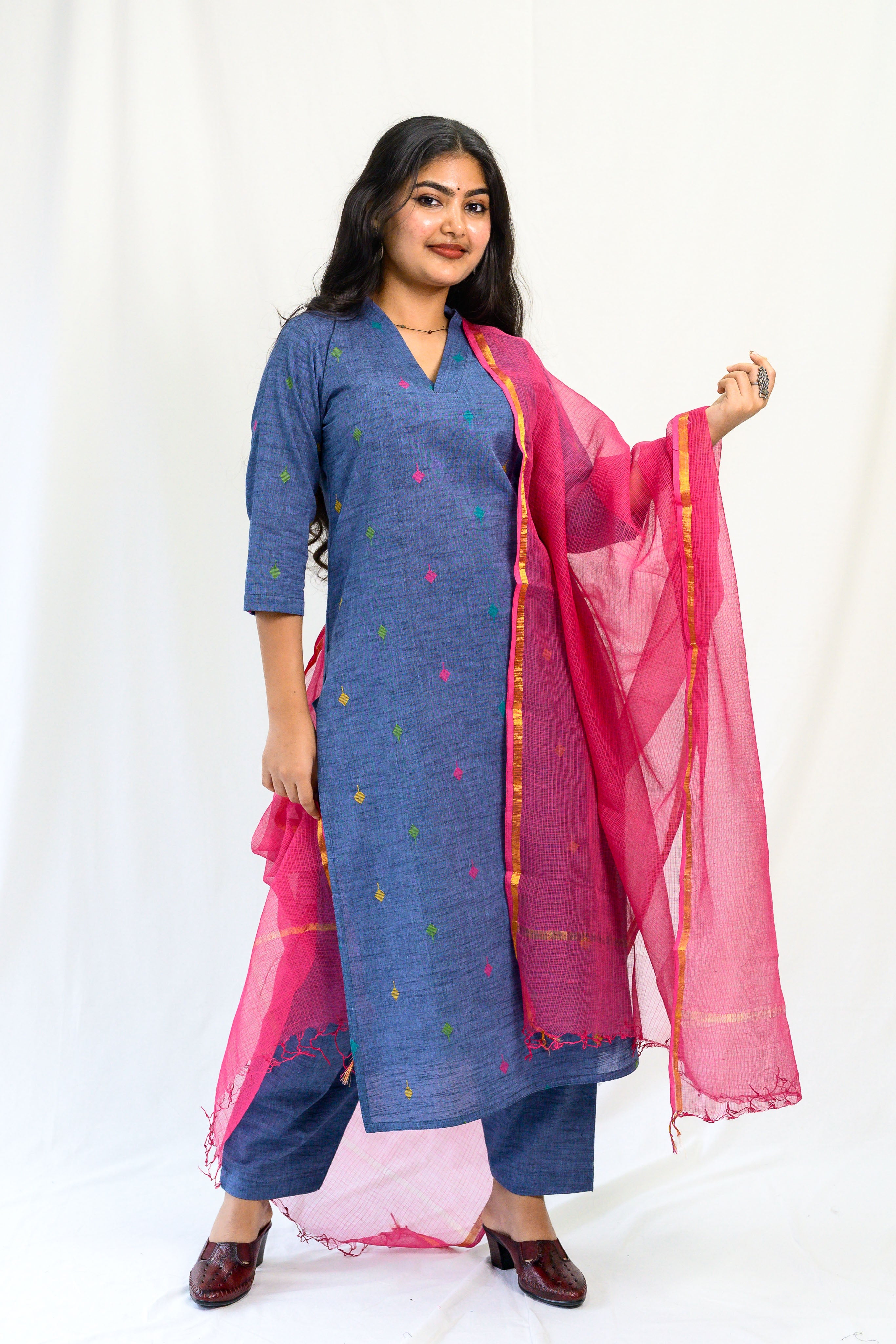 Set of 2- Induraga South Cotton Kurta & Pants Set