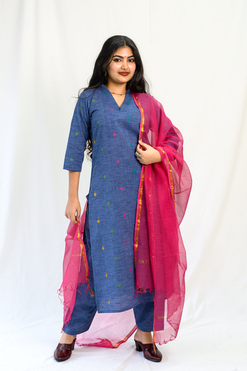 Set of 2- Induraga South Cotton Kurta & Pants Set