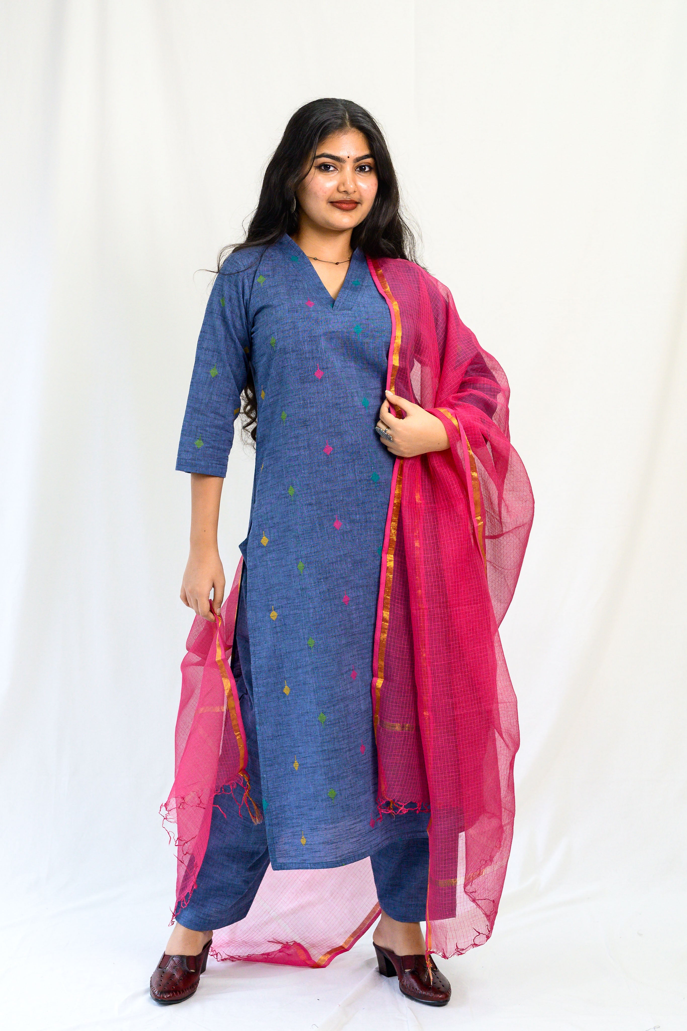 Set of 2- Induraga South Cotton Kurta & Pants Set