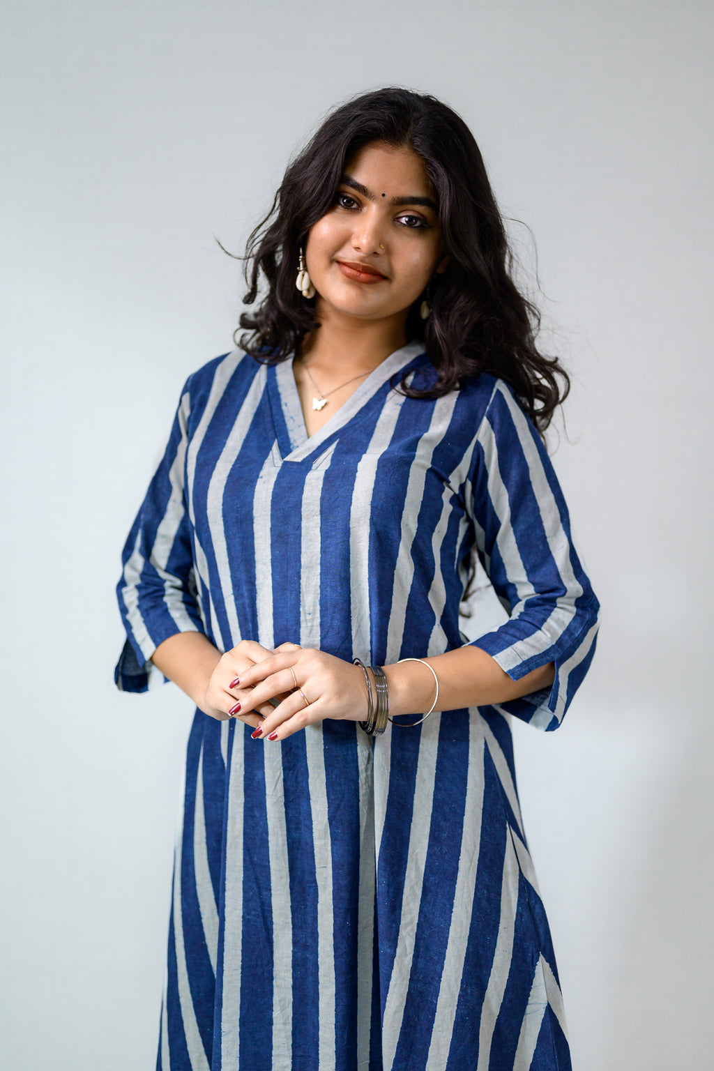 Layara Indigo Dabu Cotton Dress